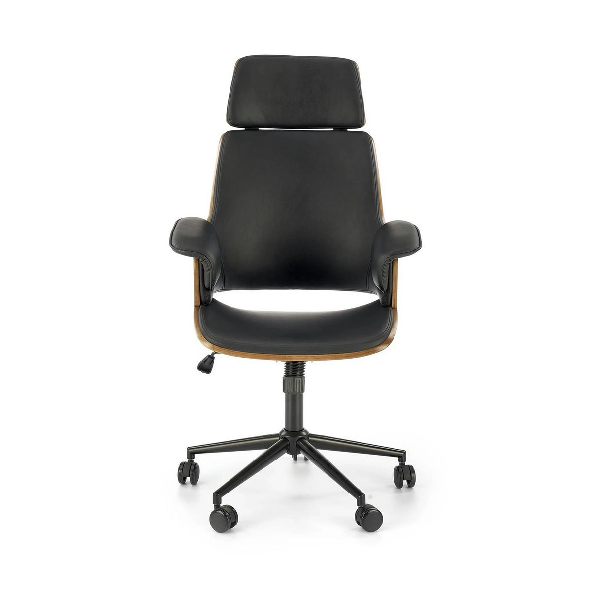 Scaun birou WEBER, negru/nuc, piele ecologica/metal, 65x65x112-122 cm