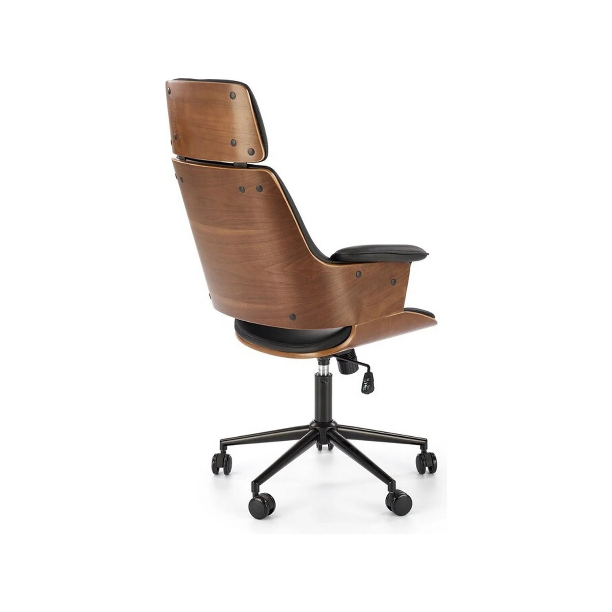 Scaun birou WEBER, negru/nuc, piele ecologica/metal, 65x65x112-122 cm