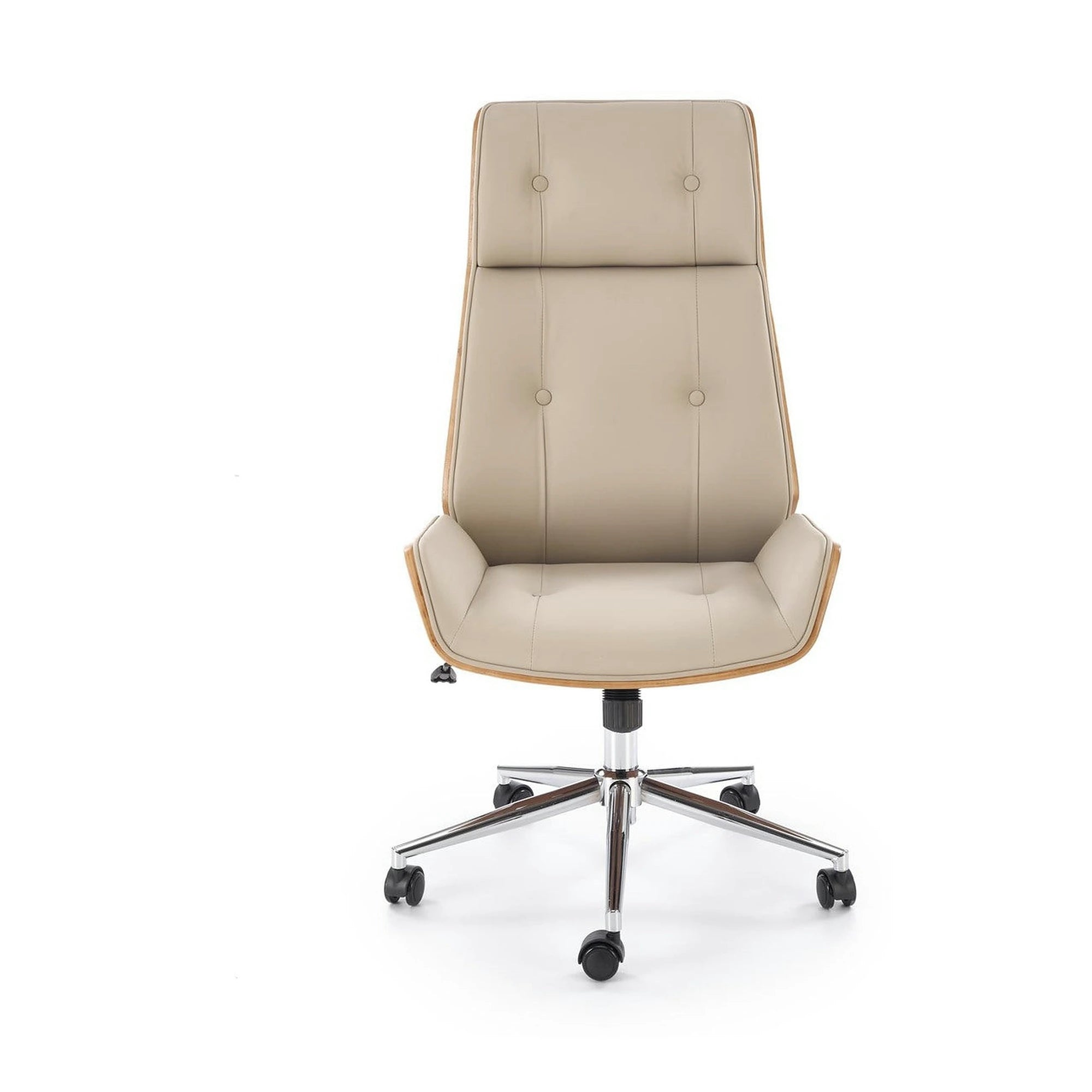 Scaun birou WEBSTER, nuc/bej, piele ecologica/placaj indoit, 60x65x114/122 cm