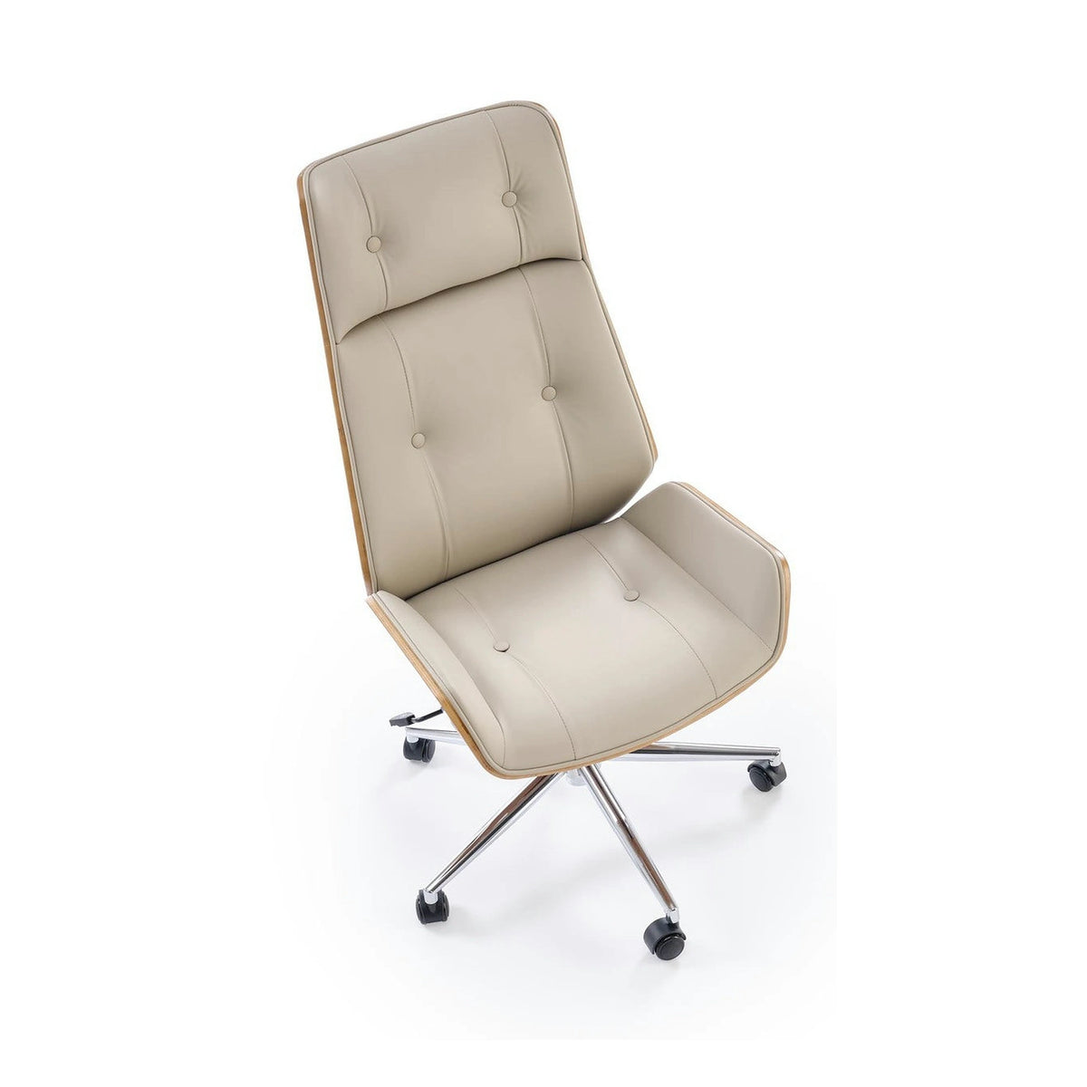 Scaun birou WEBSTER, nuc/bej, piele ecologica/placaj indoit, 60x65x114/122 cm