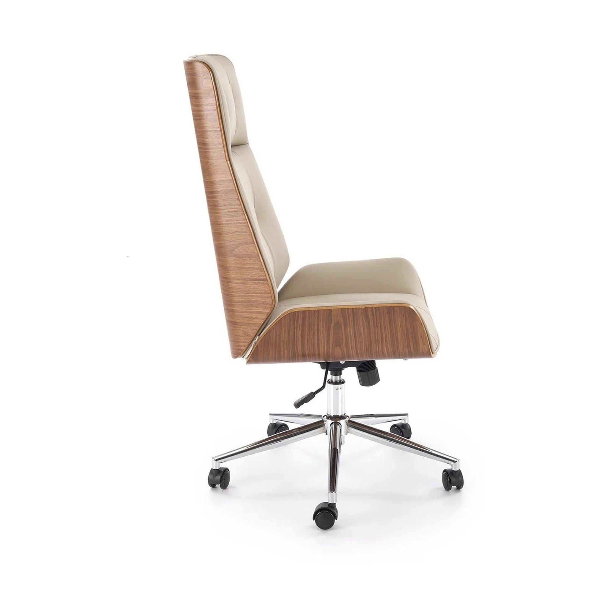 Scaun birou WEBSTER, nuc/bej, piele ecologica/placaj indoit, 60x65x114/122 cm