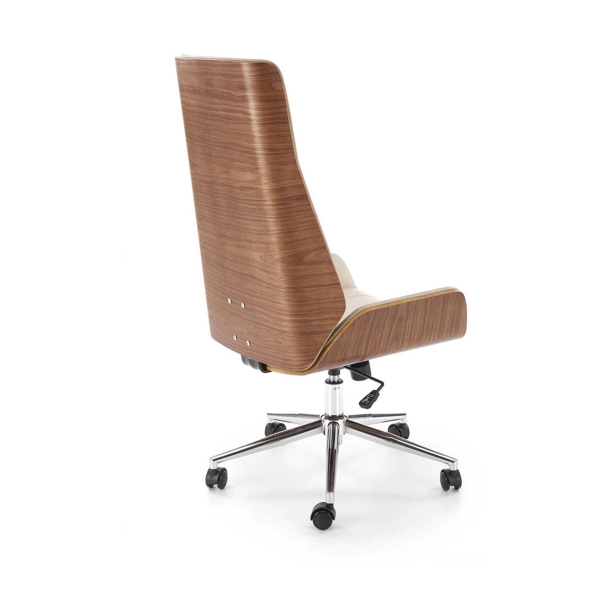 Scaun birou WEBSTER, nuc/bej, piele ecologica/placaj indoit, 60x65x114/122 cm