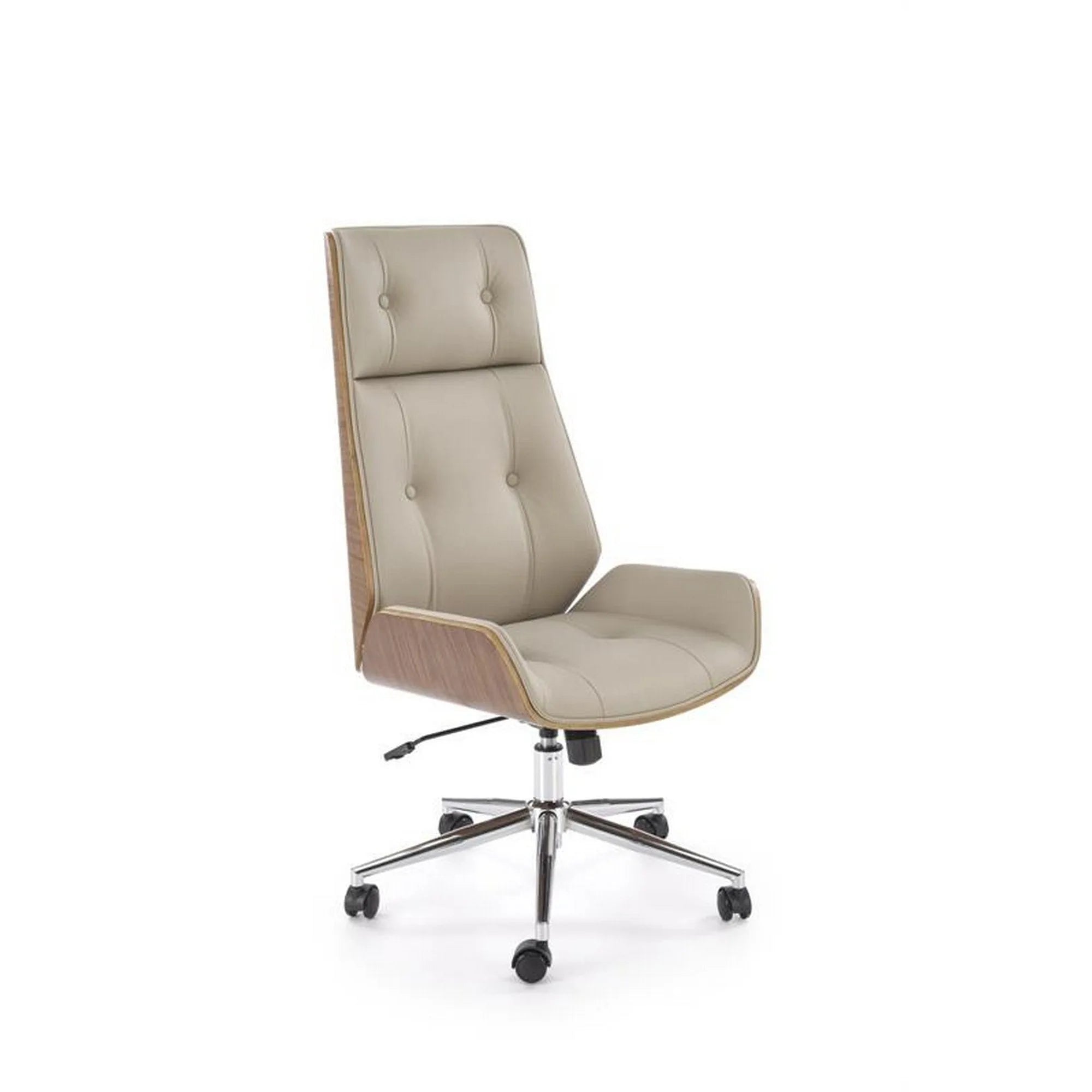 Scaun birou WEBSTER, nuc/bej, piele ecologica/placaj indoit, 60x65x114/122 cm