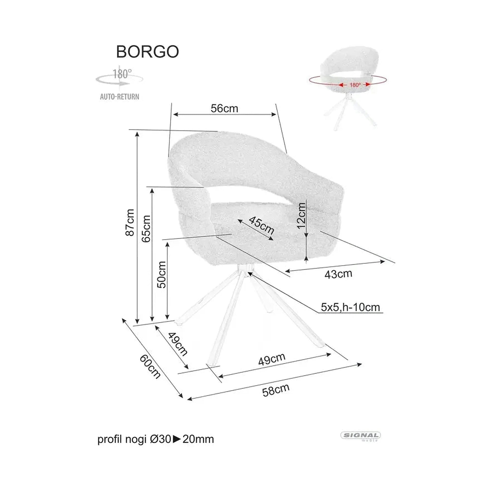 Scaun BORGO, gri - Raven 18, stofa clasica/metal, 58x45x87 cm