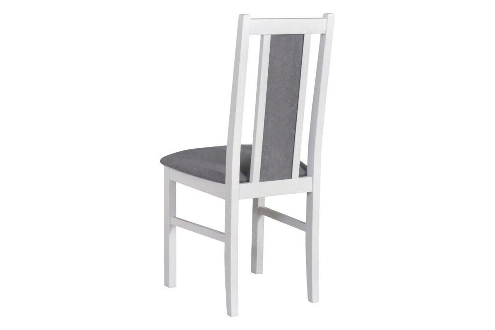 Scaun BOS 14, alb/gri - Riviera 91, lemn de fag/stofa catifelata, 43x40x94 cm