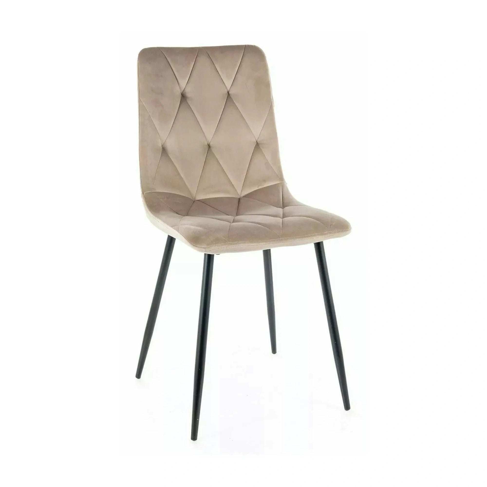 Scaun bucatarie cu spatar TOM, bej/negru, stofa catifelata/metal, 45x39x91 cm