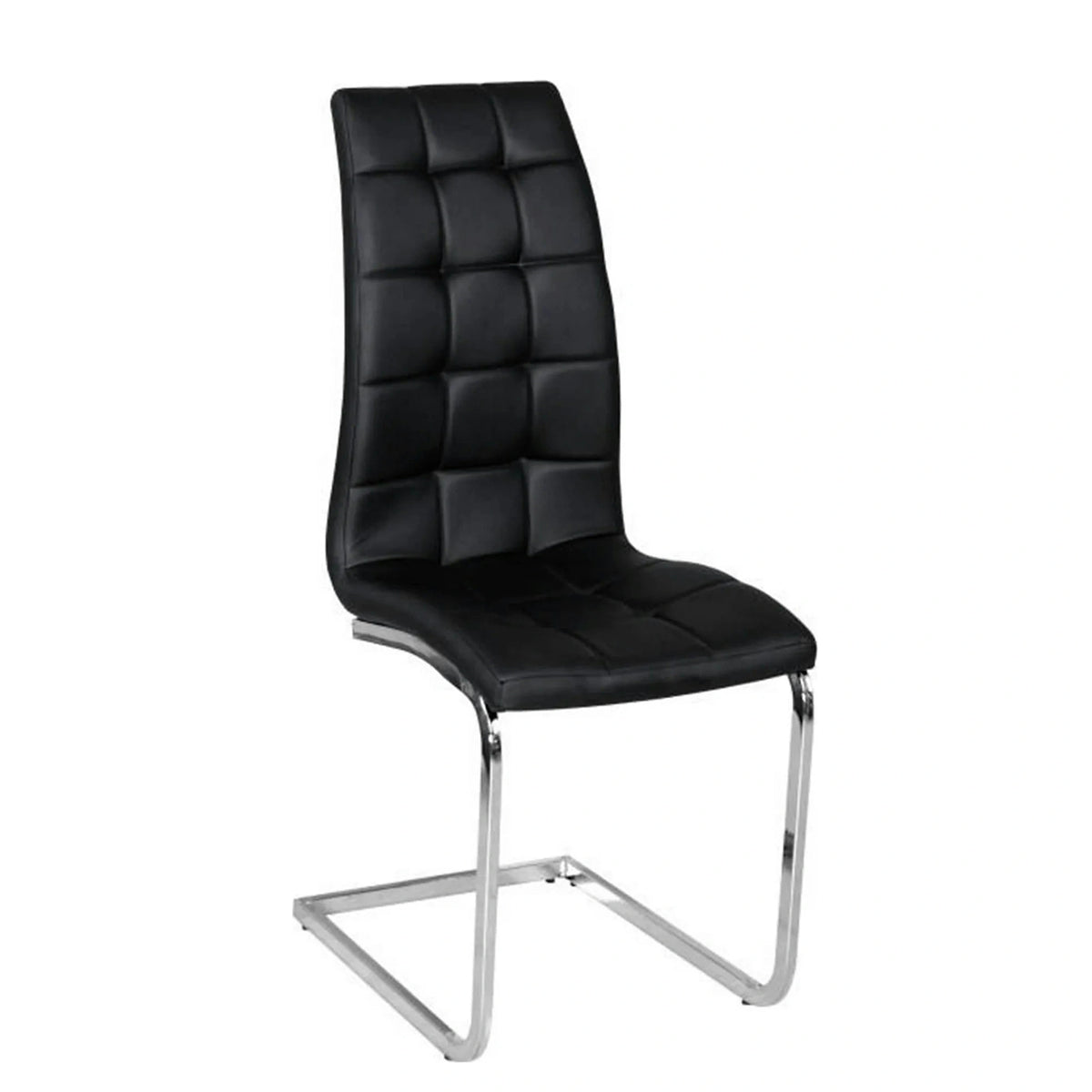 Scaun bucatarie DULCIA, negru/crom, piele ecologica/metal, 40x58x103x48 cm