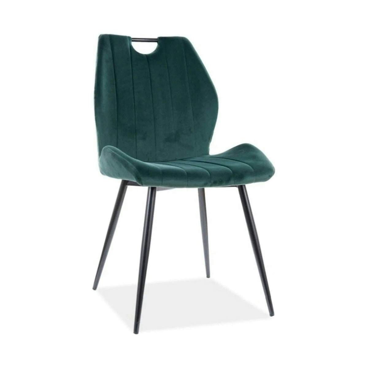 Scaun bucatarie elegant ARCO, verde inchis/negru, stofa/metal, 51x46x91 cm