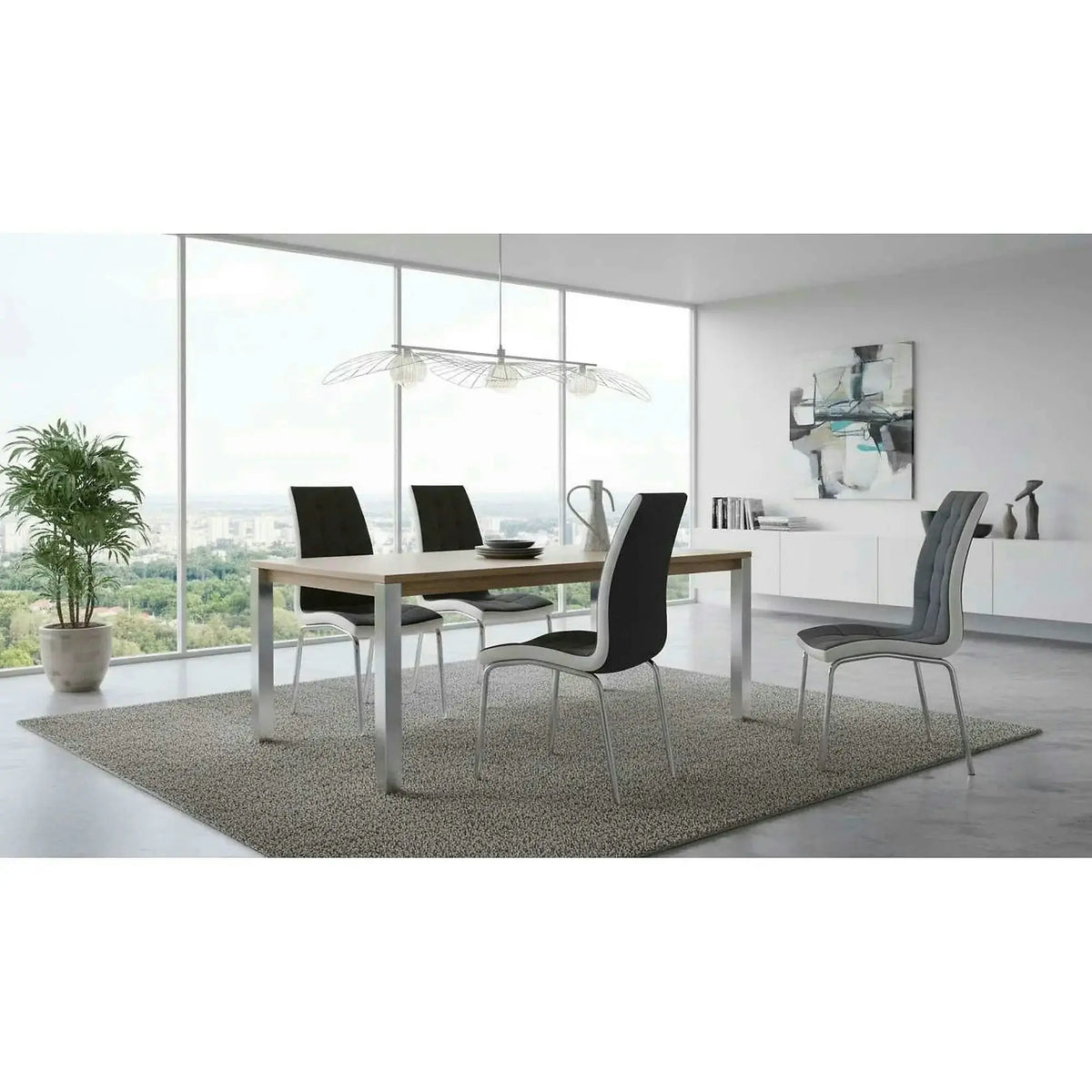 Scaun bucatarie GERDA NEW, gri inchis/alb, piele ecologica/metal, 42x58x103 cm