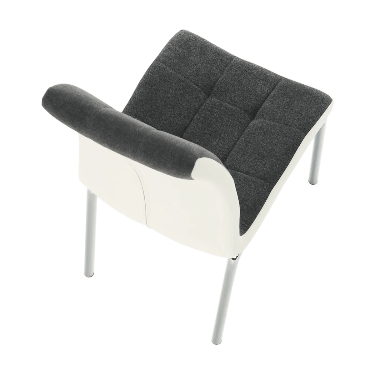 Scaun bucatarie GERDA NEW, gri inchis/alb, piele ecologica/metal, 42x58x103 cm