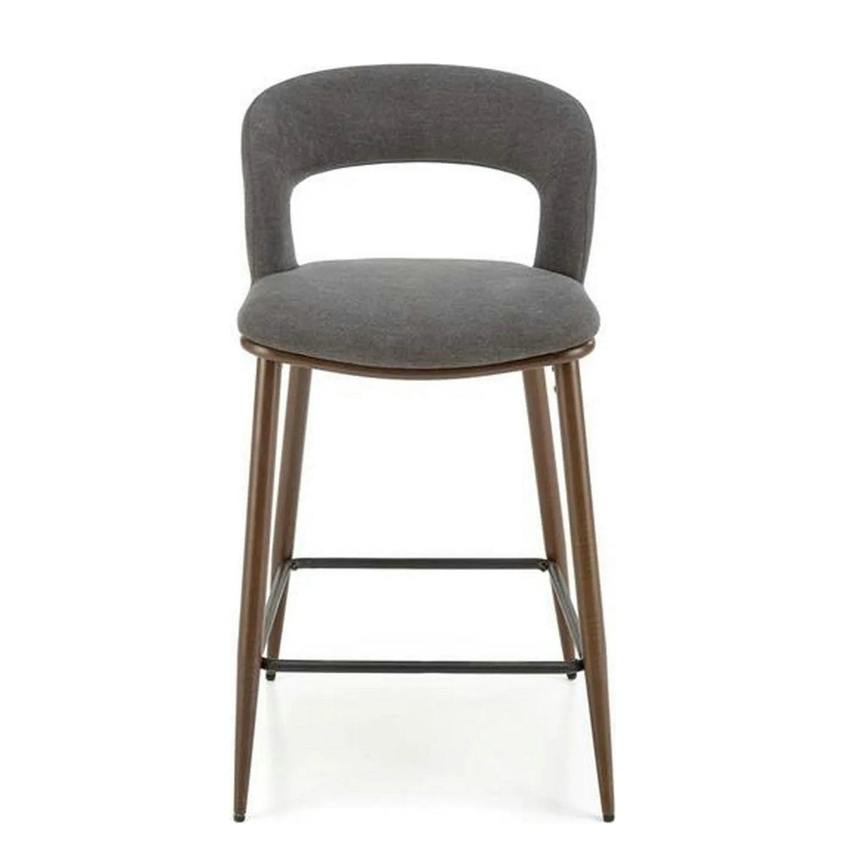 Scaun bucatarie insula H114, gri/nuc, stofa clasica/otel, 48x52x92 cm
