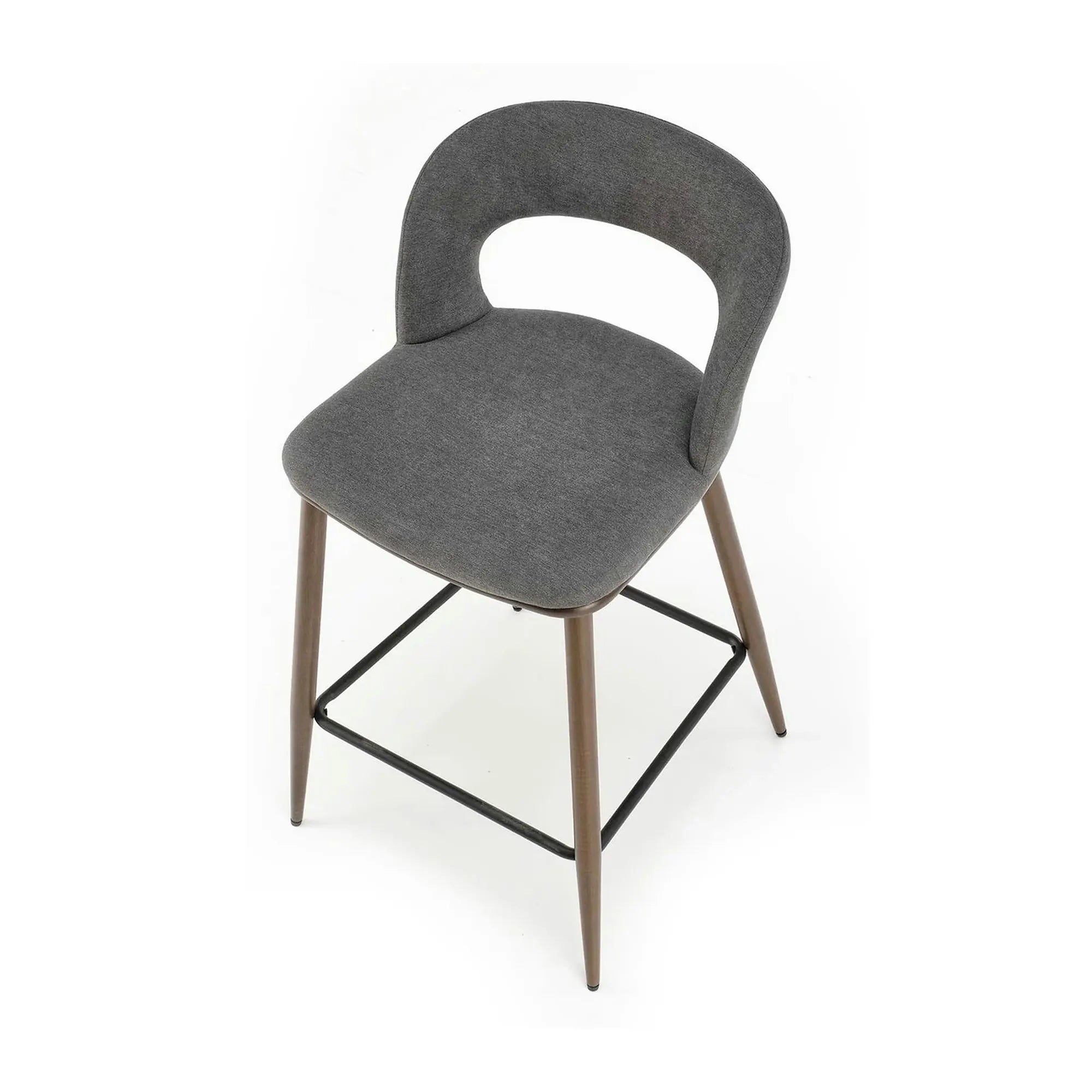 Scaun bucatarie insula H114, gri/nuc, stofa clasica/otel, 48x52x92 cm