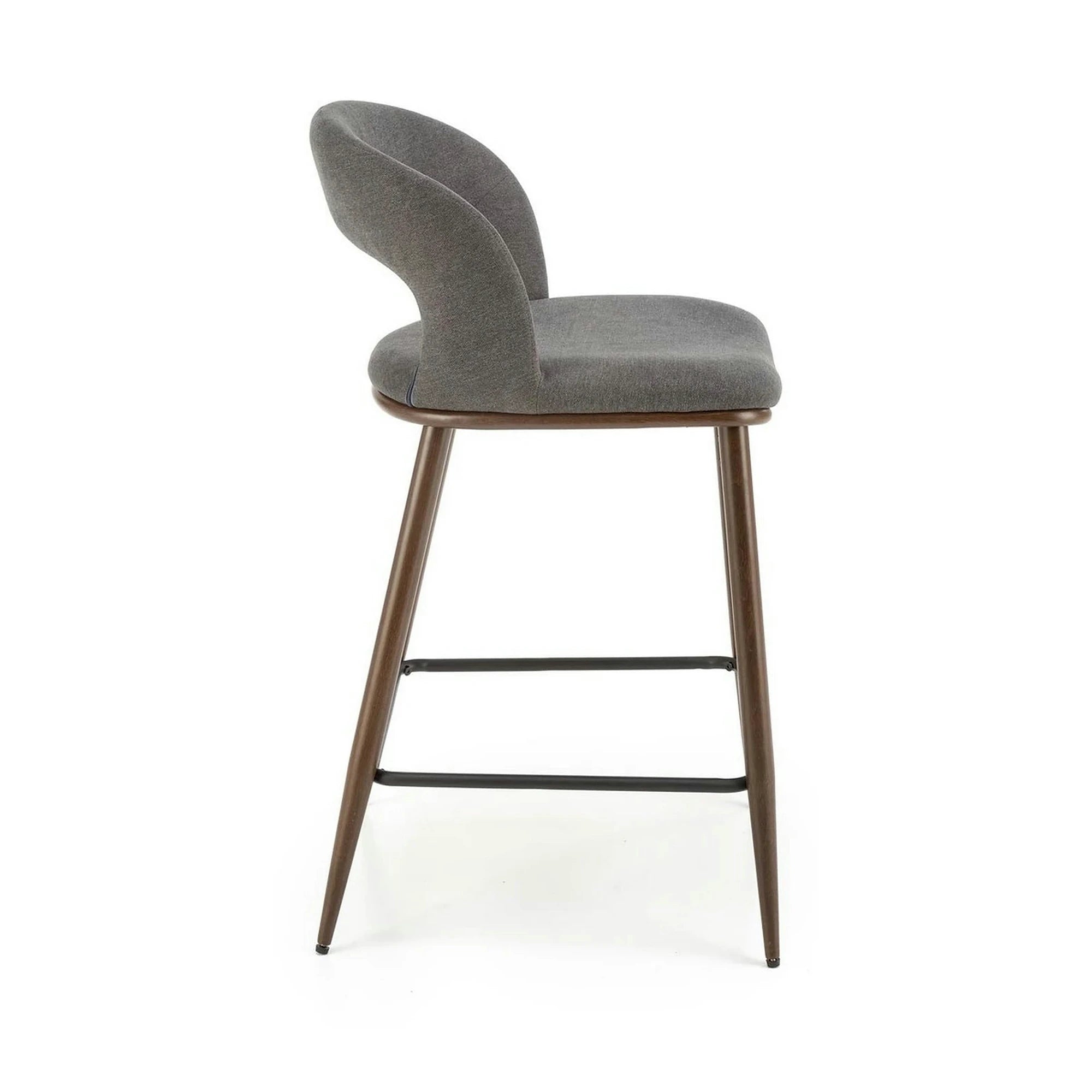Scaun bucatarie insula H114, gri/nuc, stofa clasica/otel, 48x52x92 cm
