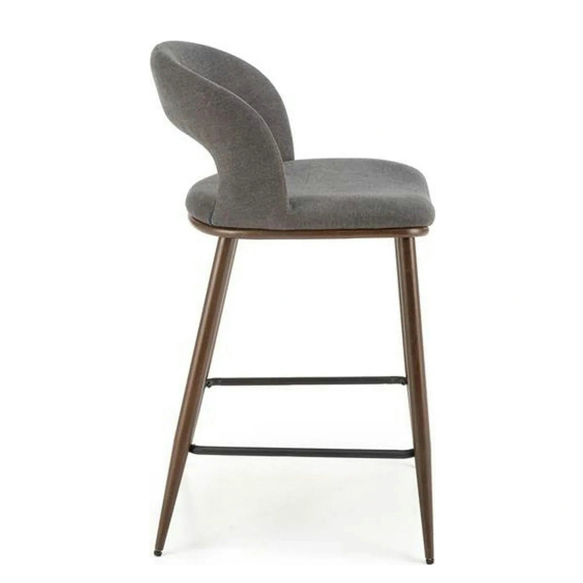 Scaun bucatarie insula H114, gri/nuc, stofa clasica/otel, 48x52x92 cm