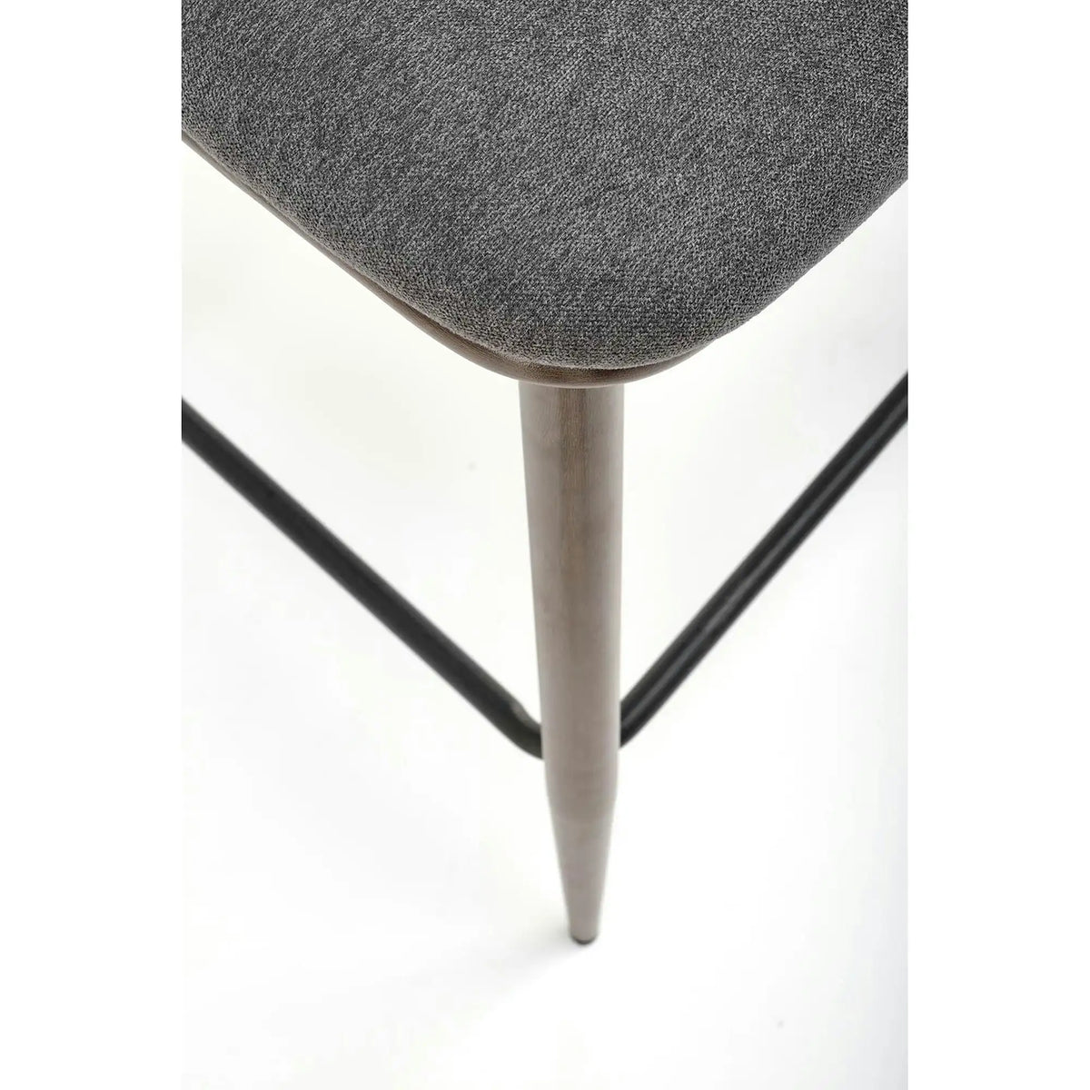 Scaun bucatarie insula H114, gri/nuc, stofa clasica/otel, 48x52x92 cm