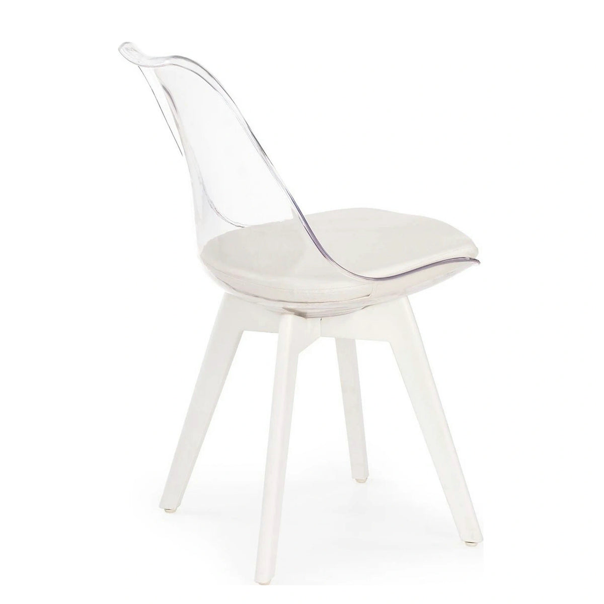 Scaun bucatarie K245, alb/transparent, piele ecologica/policarbonat, 48X58X83 CM