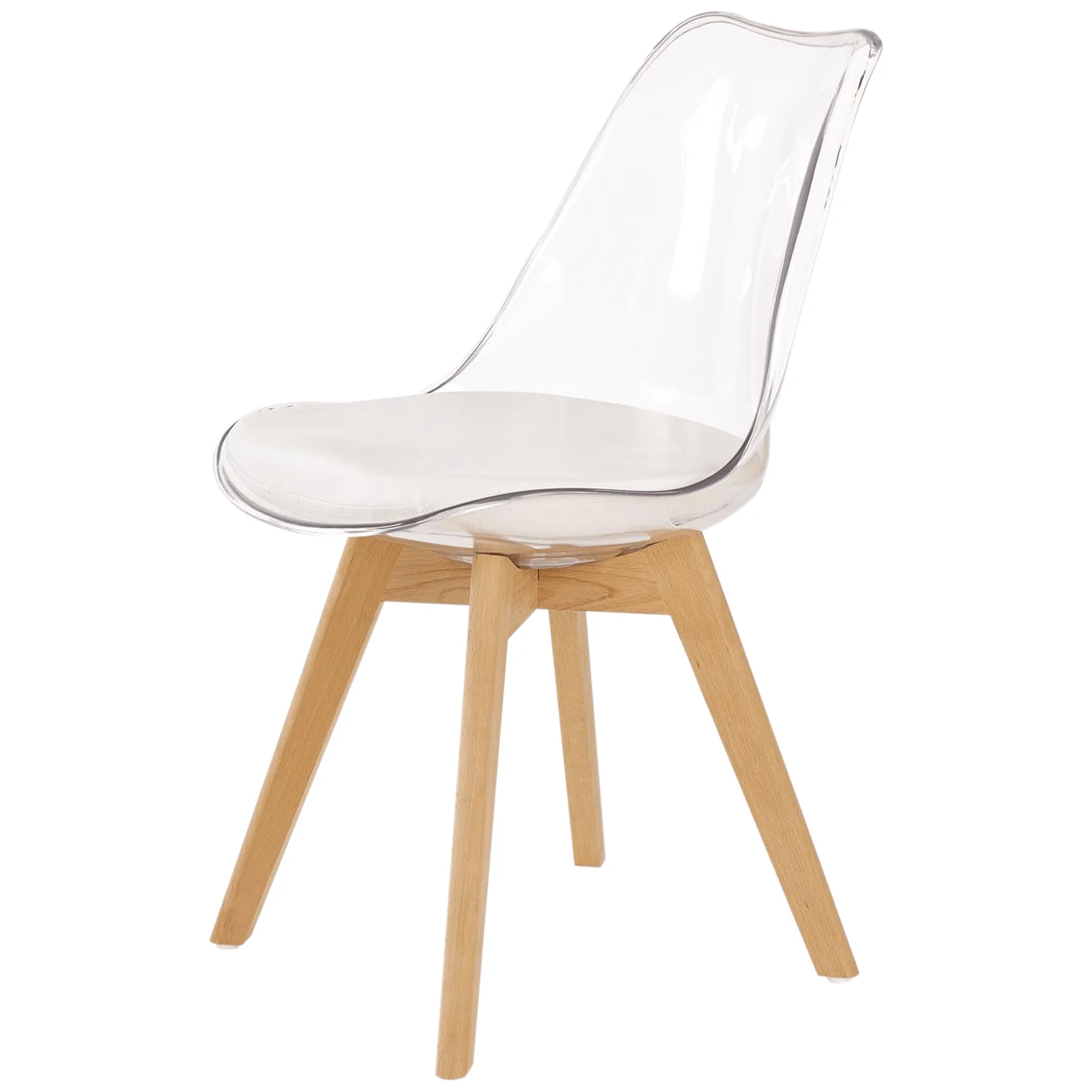 Scaun bucatarie K246, alb/transparent, piele ecologica/lemn, 48X58X83 CM