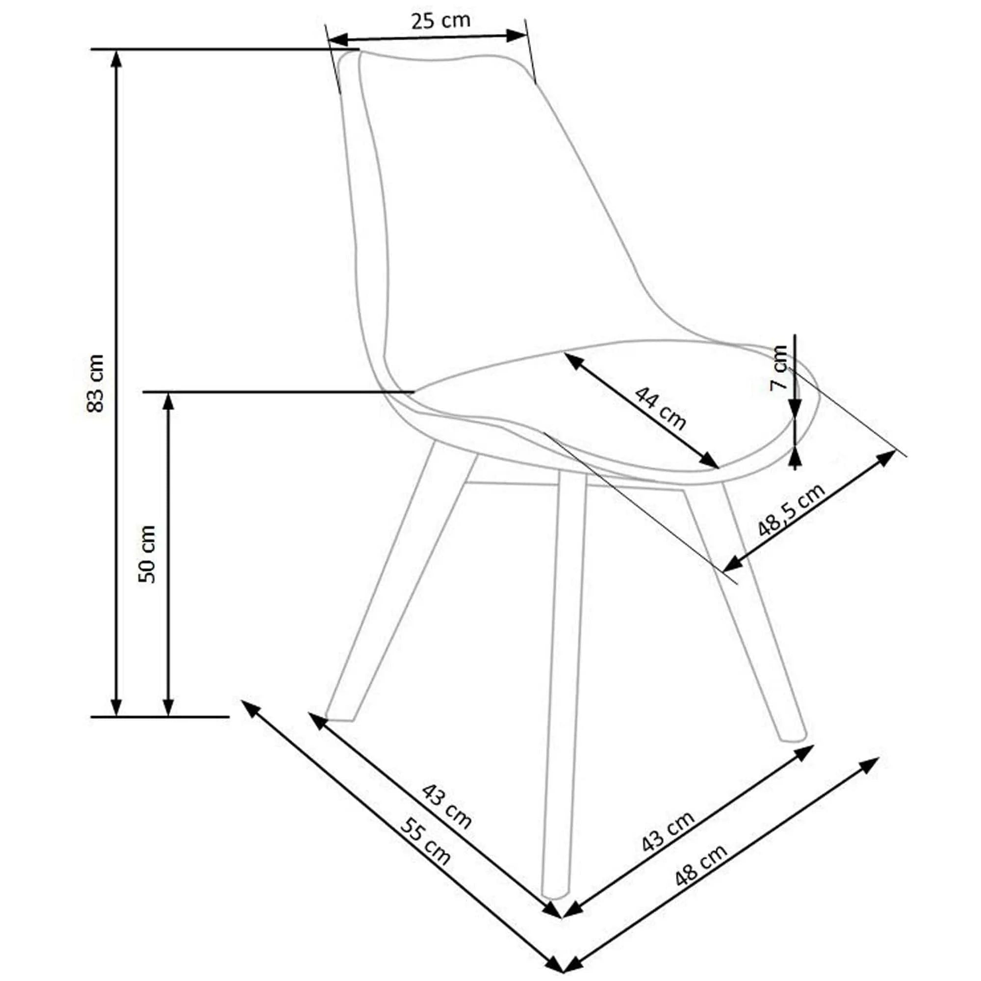Scaun bucatarie K246, alb/transparent, piele ecologica/lemn, 48X58X83 CM