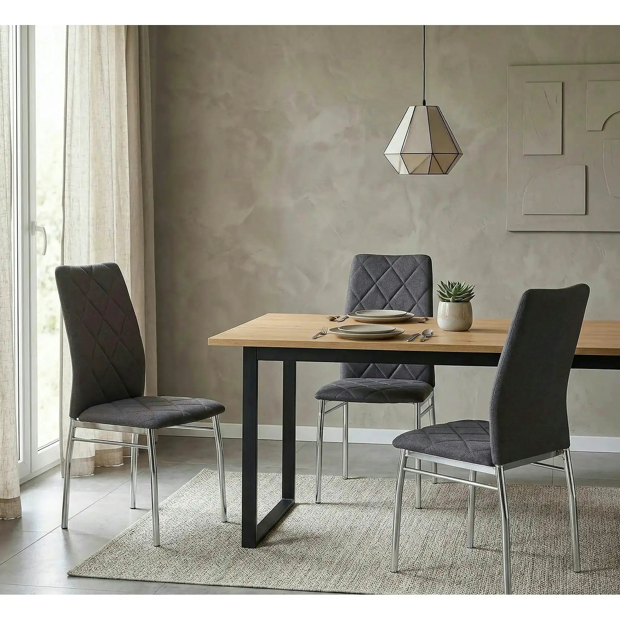 Scaun bucatarie K309, gri inchis/crom, stofa clasica/metal, 43X57X97 CM