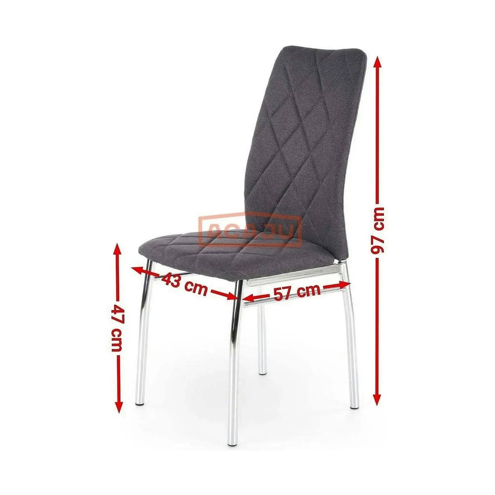 Scaun bucatarie K309, gri inchis/crom, stofa clasica/metal, 43X57X97 CM