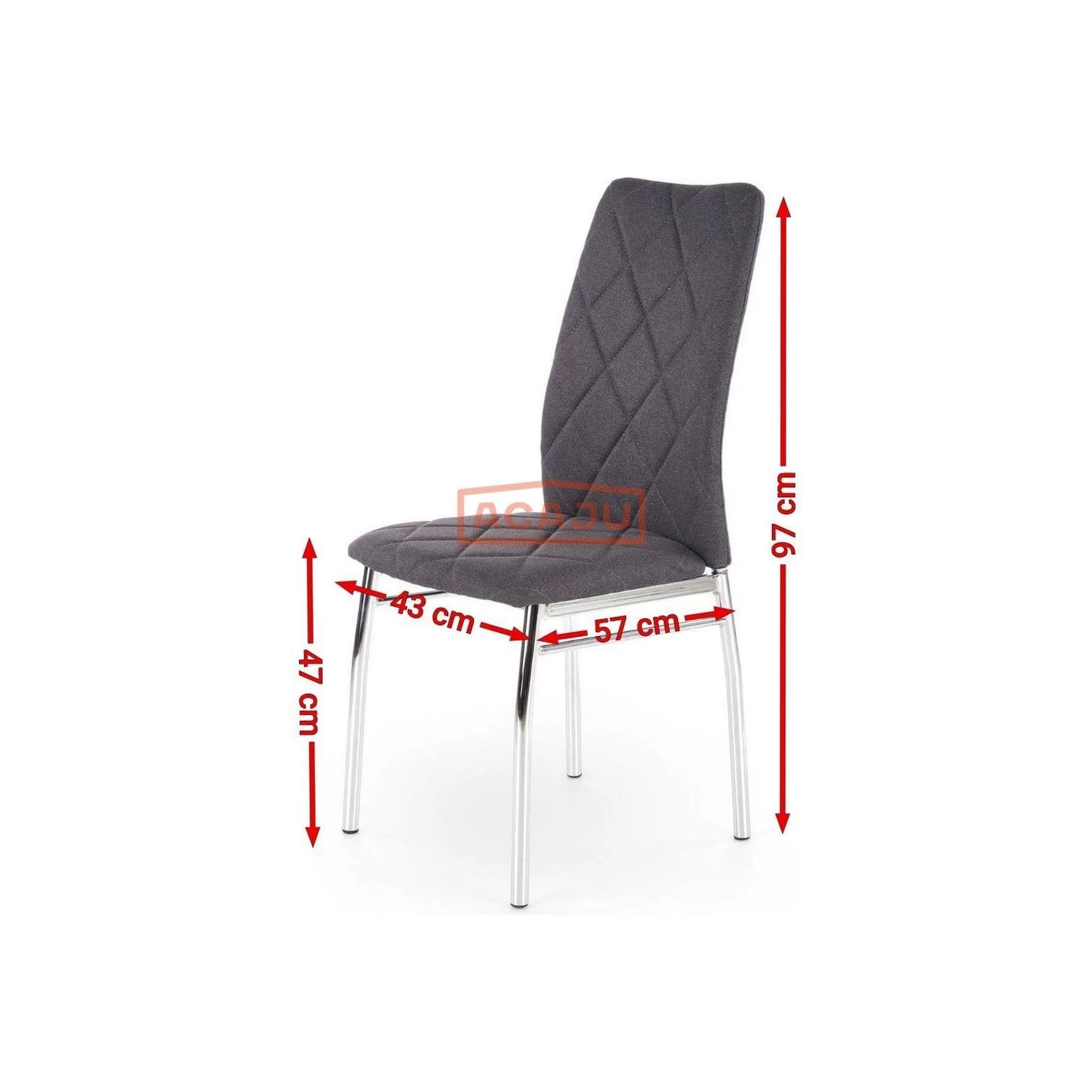 Scaun bucatarie K309, gri inchis/crom, stofa clasica/metal, 43X57X97 CM