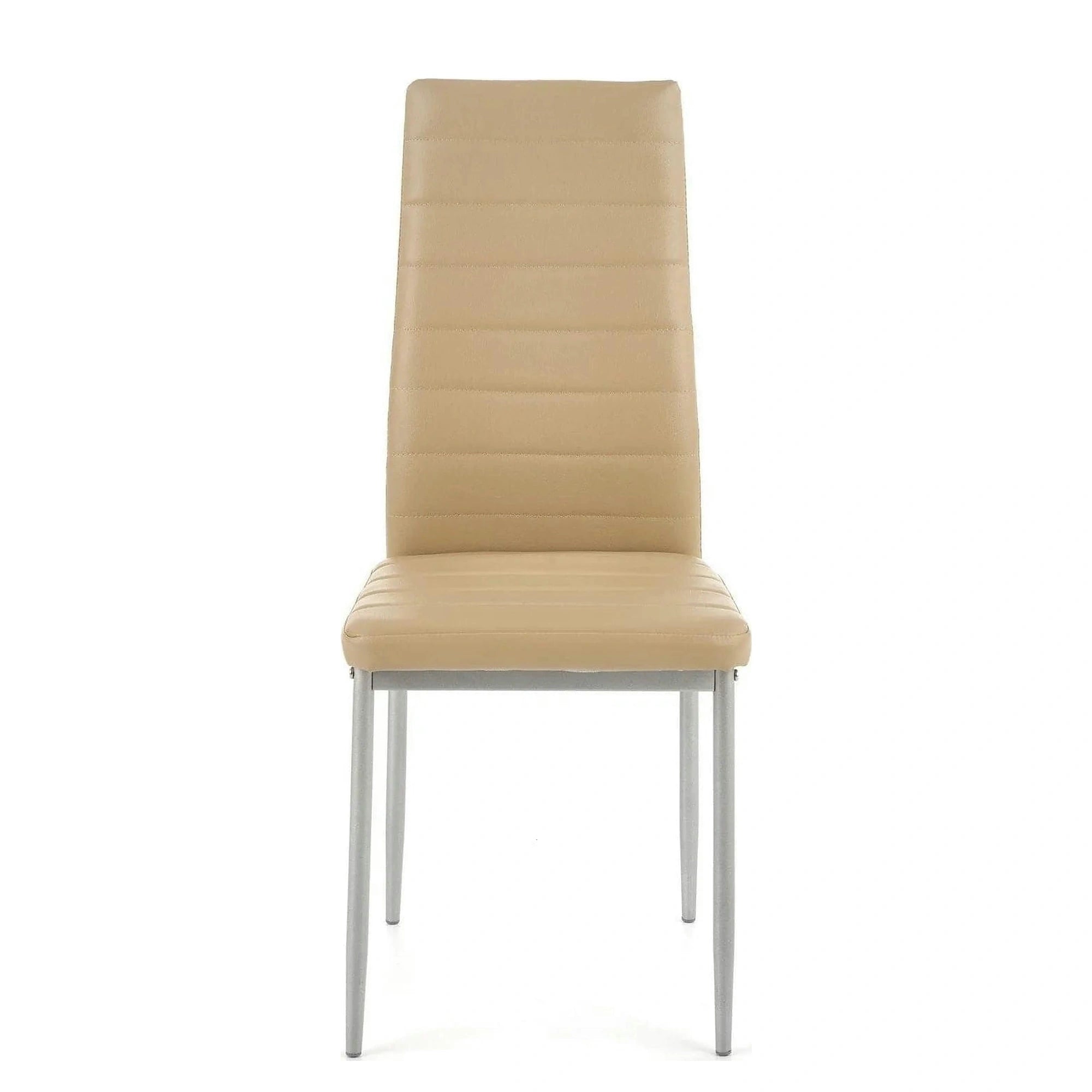 Scaun bucatarie K70, maro deschis/gri, metal/piele ecologica, 41x50x98 cm