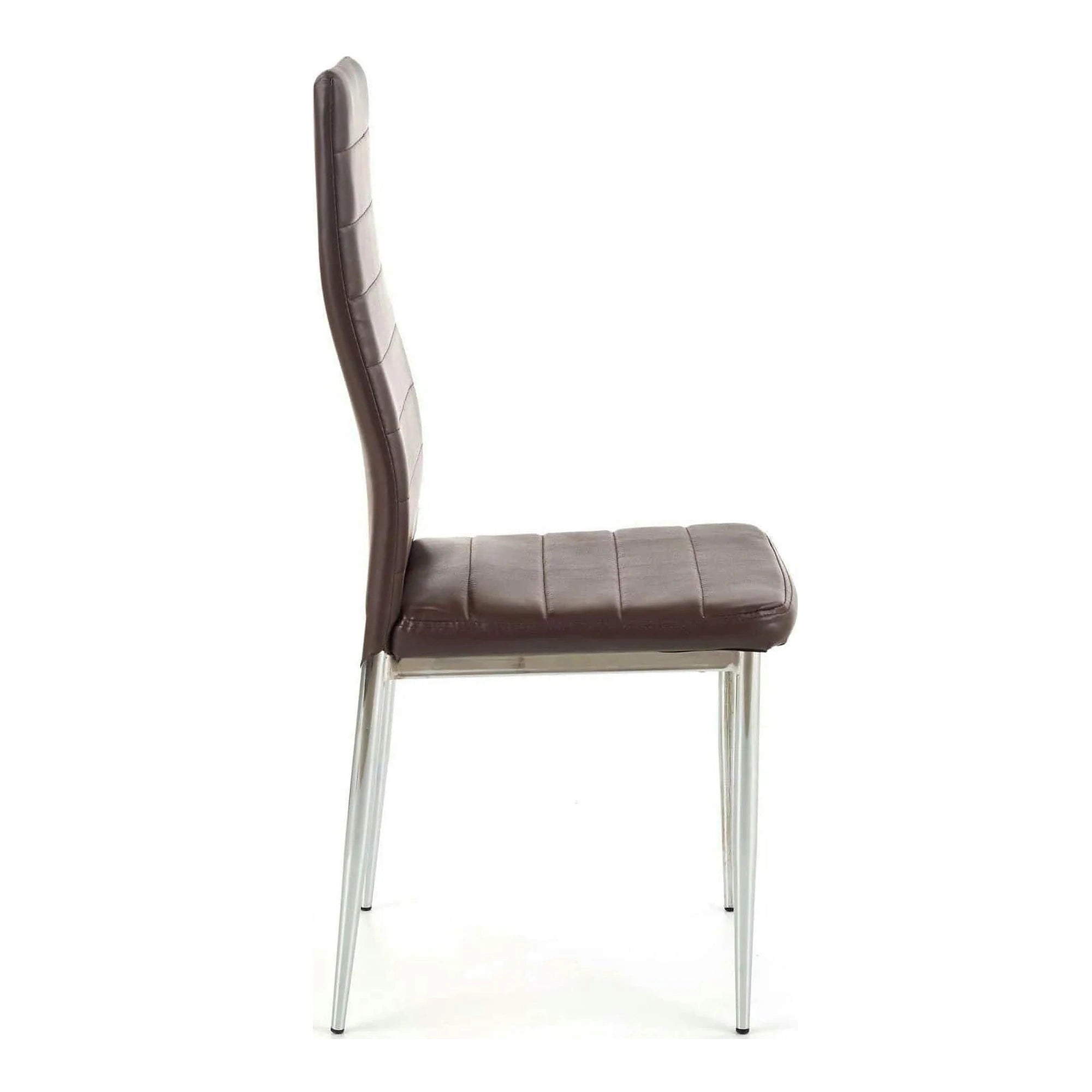 Scaun bucatarie K70, maro inchis/negru, metal/piele ecologica, 41x50x98 cm