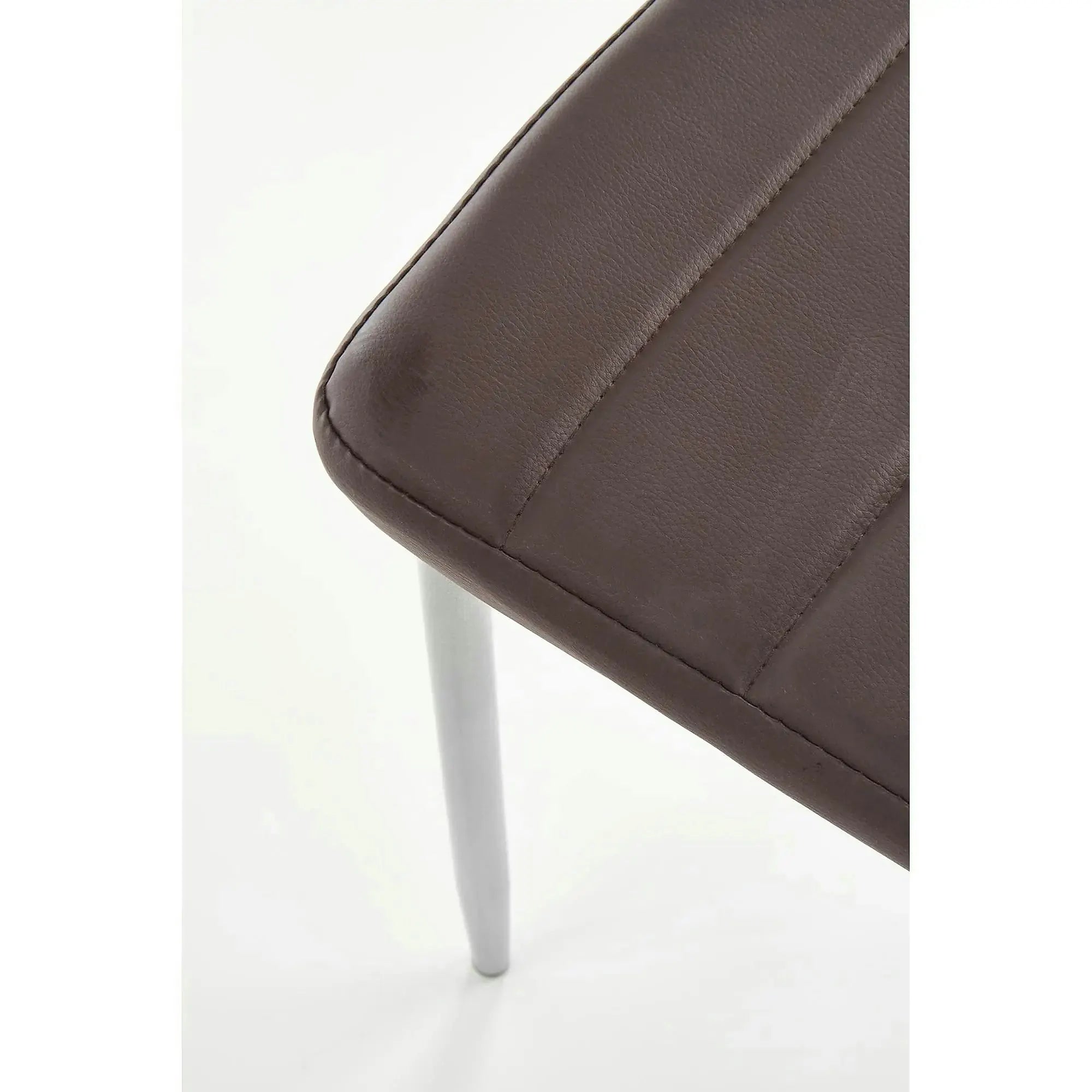 Scaun bucatarie K70, maro inchis/negru, metal/piele ecologica, 41x50x98 cm