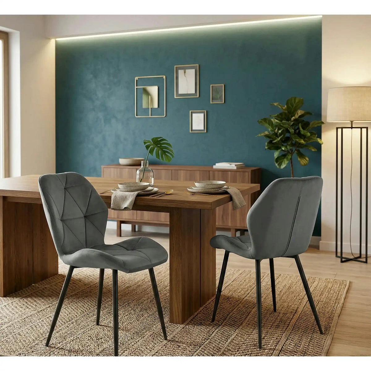 Scaun bucatarie material textil/metal K453, gri, 48x53x86 cm