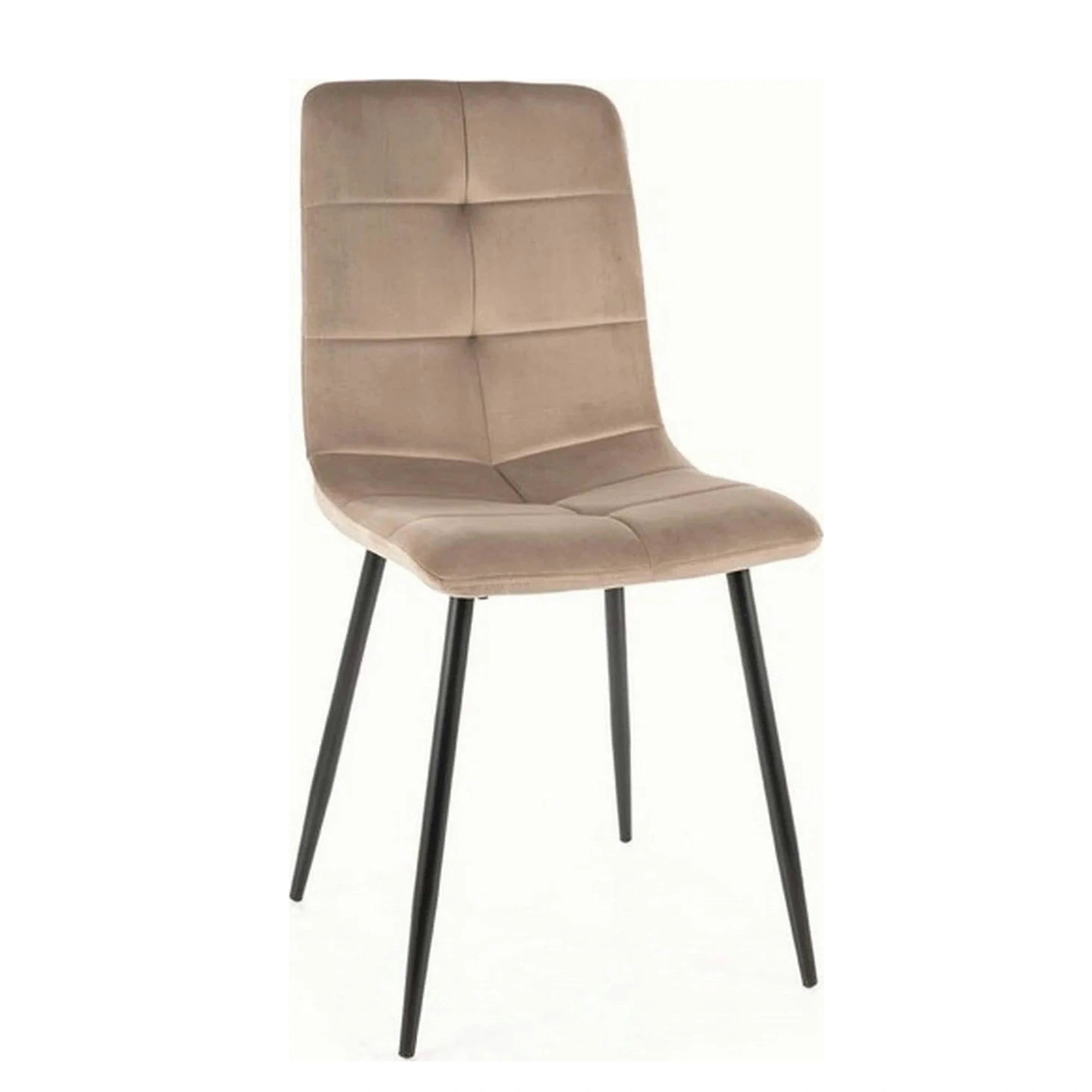 Scaun bucatarie metalic IVO, bej/negru, stofa catifelata, 45x39x91 cm