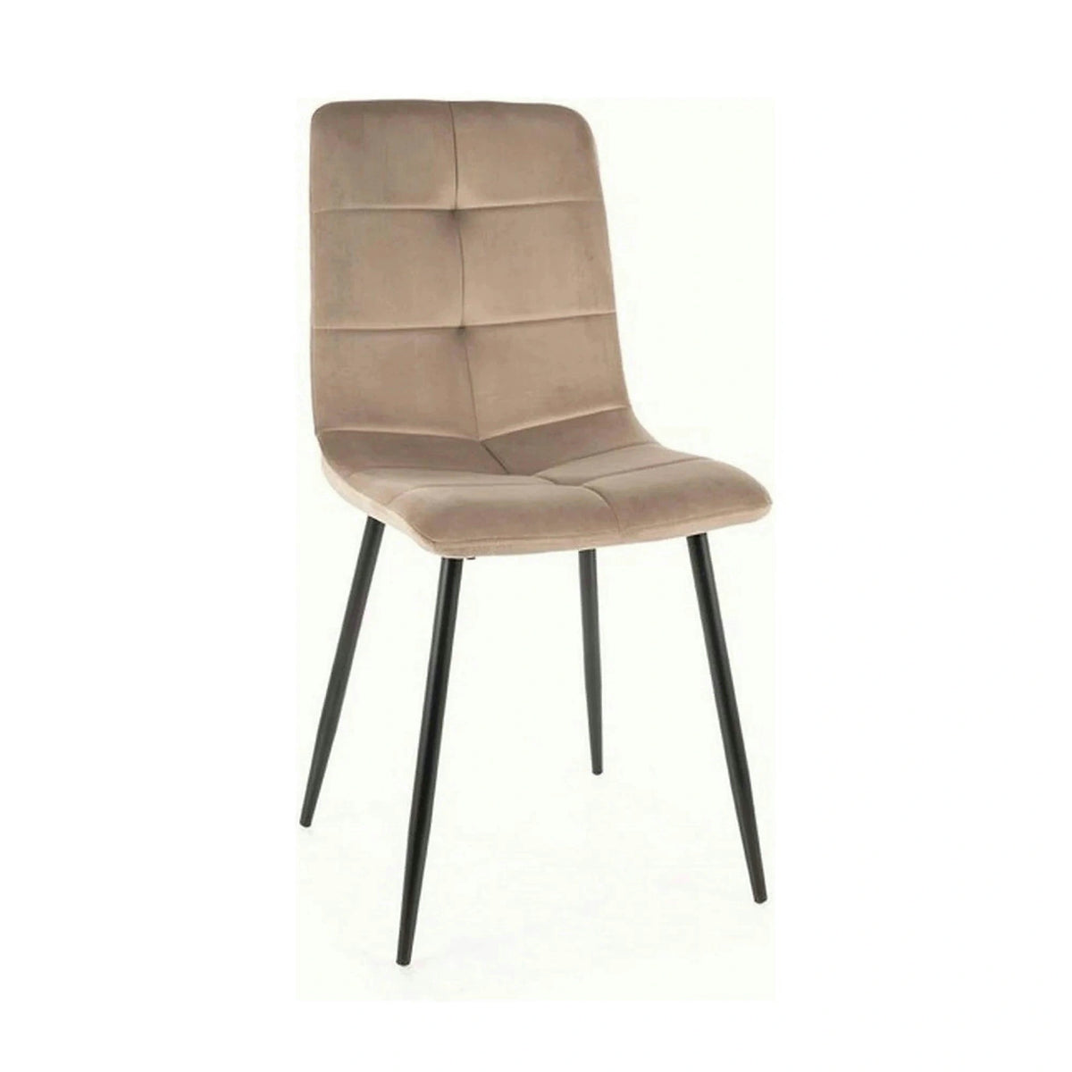 Scaun bucatarie metalic IVO, bej/negru, stofa catifelata, 45x39x91 cm