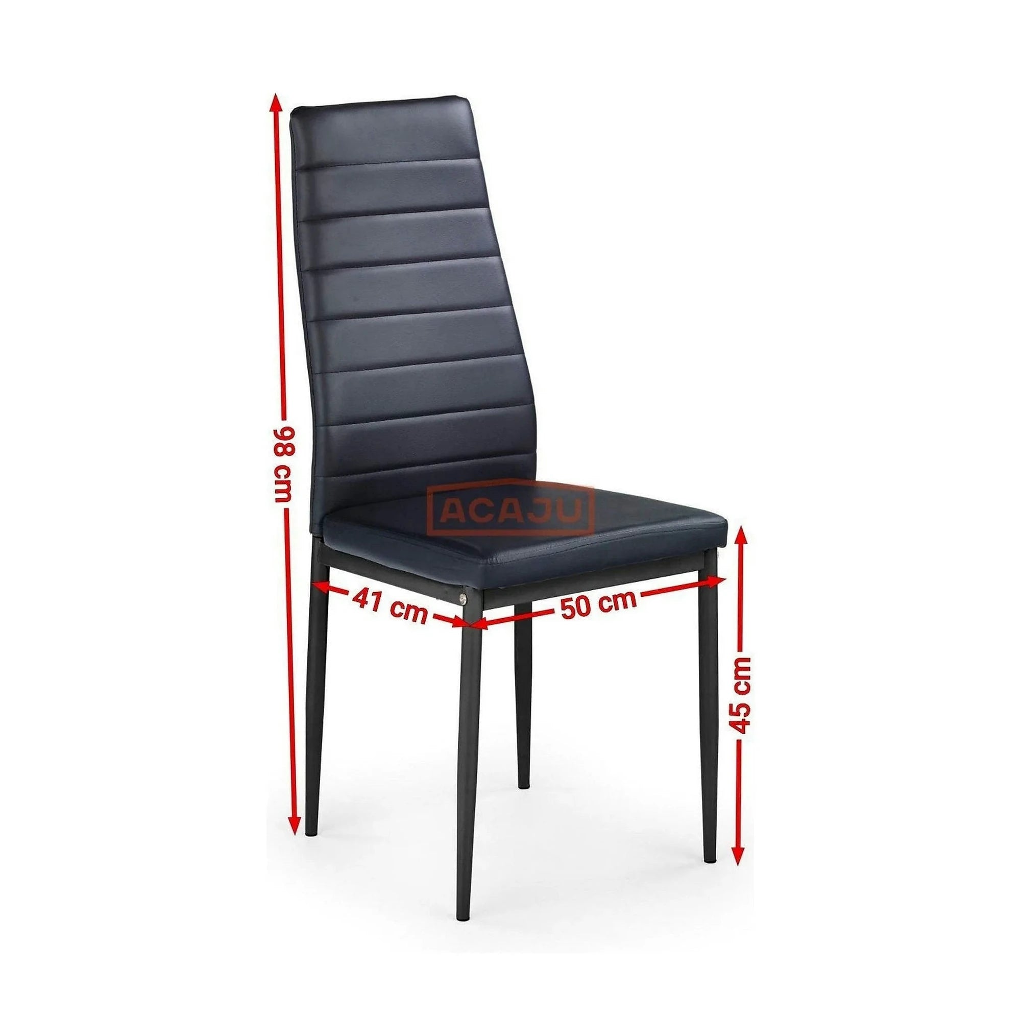 Scaun bucatarie rezistent K70, negru, piele ecologica/metal, 41x50x98 cm