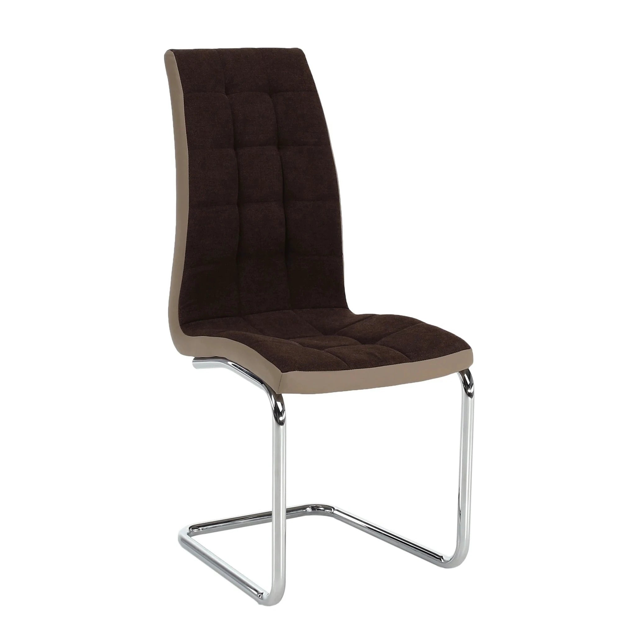 Scaun bucătărie SALOMA NEW, maro/bej, stofa clasica/piele ecologica/metal, 42x56.5x105 cm
