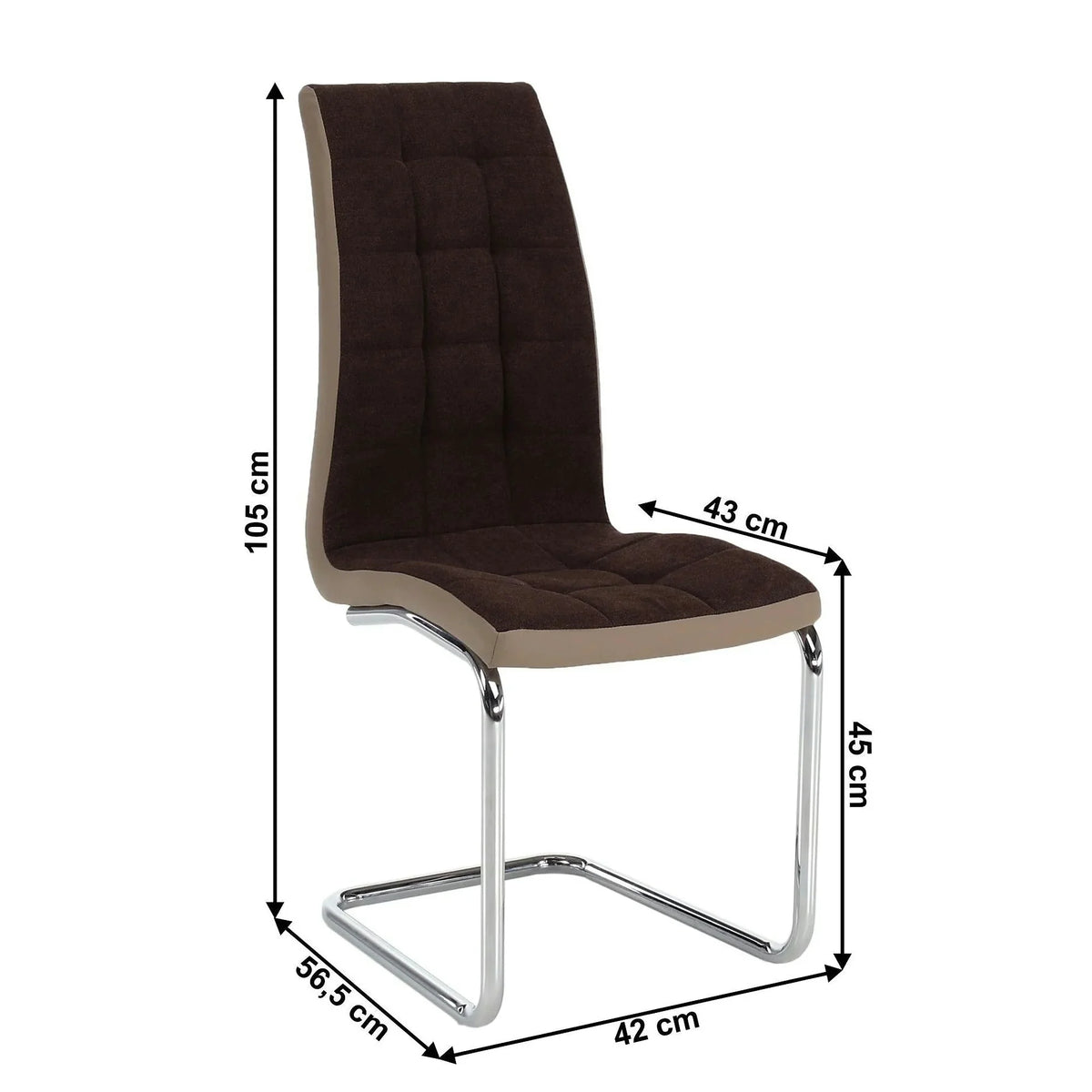 Scaun bucătărie SALOMA NEW, maro/bej, stofa clasica/piele ecologica/metal, 42x56.5x105 cm
