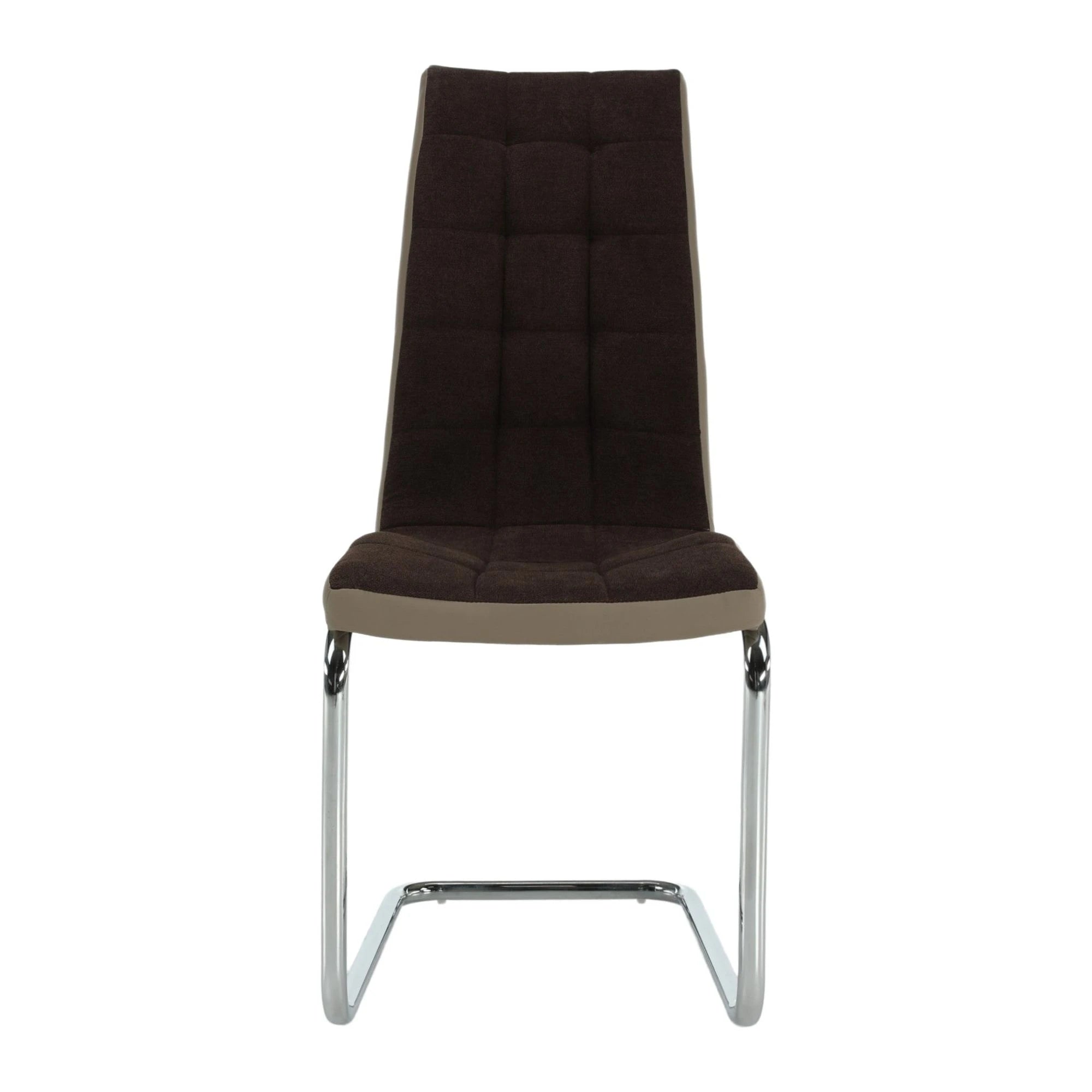 Scaun bucătărie SALOMA NEW, maro/bej, stofa clasica/piele ecologica/metal, 42x56.5x105 cm