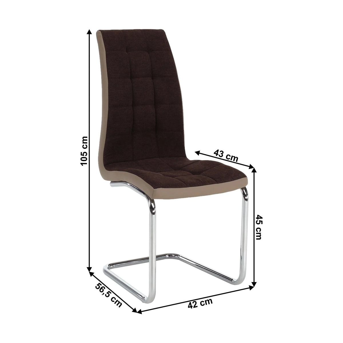 Scaun bucătărie SALOMA NEW, maro/bej, stofa clasica/piele ecologica/metal, 42x56.5x105 cm