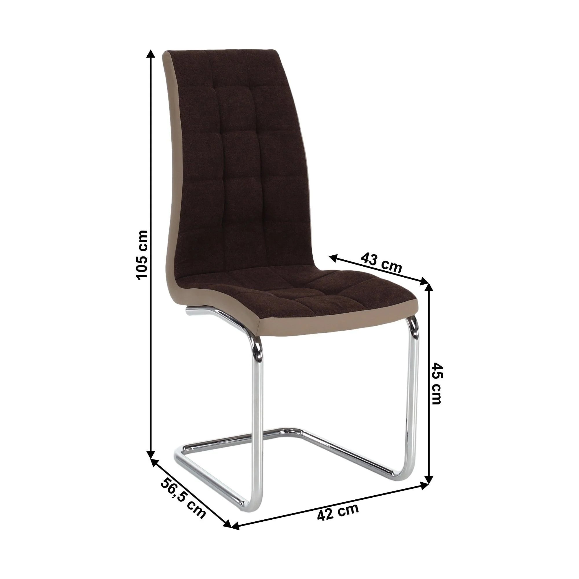 Scaun bucătărie SALOMA NEW, maro/bej, stofa clasica/piele ecologica/metal, 42x56.5x105 cm
