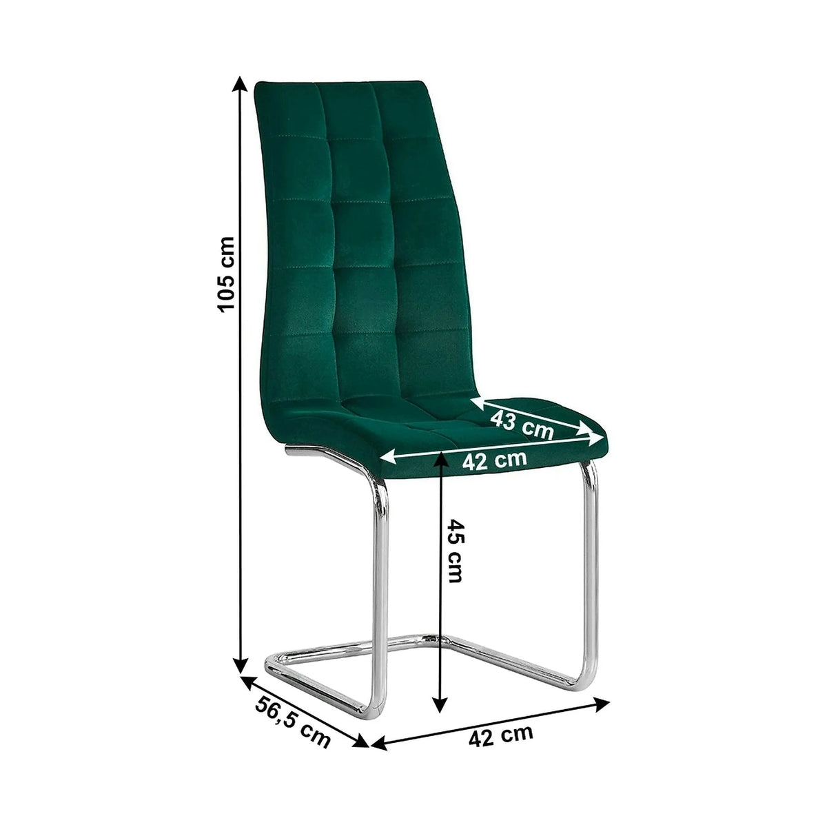 Scaun bucatarie SALOMA NEW, stofa catifelata verde, 42x56,5x105 cm