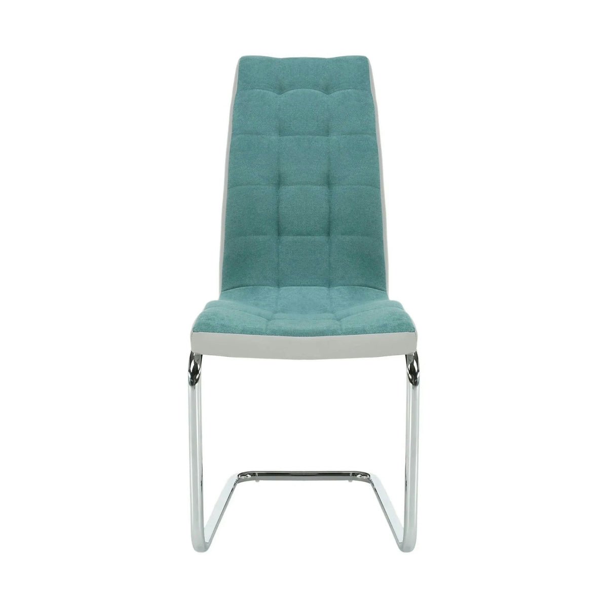 Scaun bucatarie SALOMA NEW, textil/piele ecologica/metal, mentol/gri/crom, 42x57x105 cm