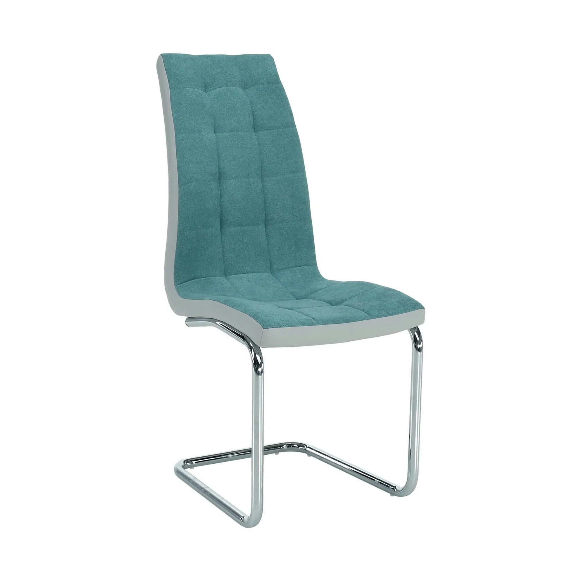 Scaun bucatarie SALOMA NEW, textil/piele ecologica/metal, mentol/gri/crom, 42x57x105 cm
