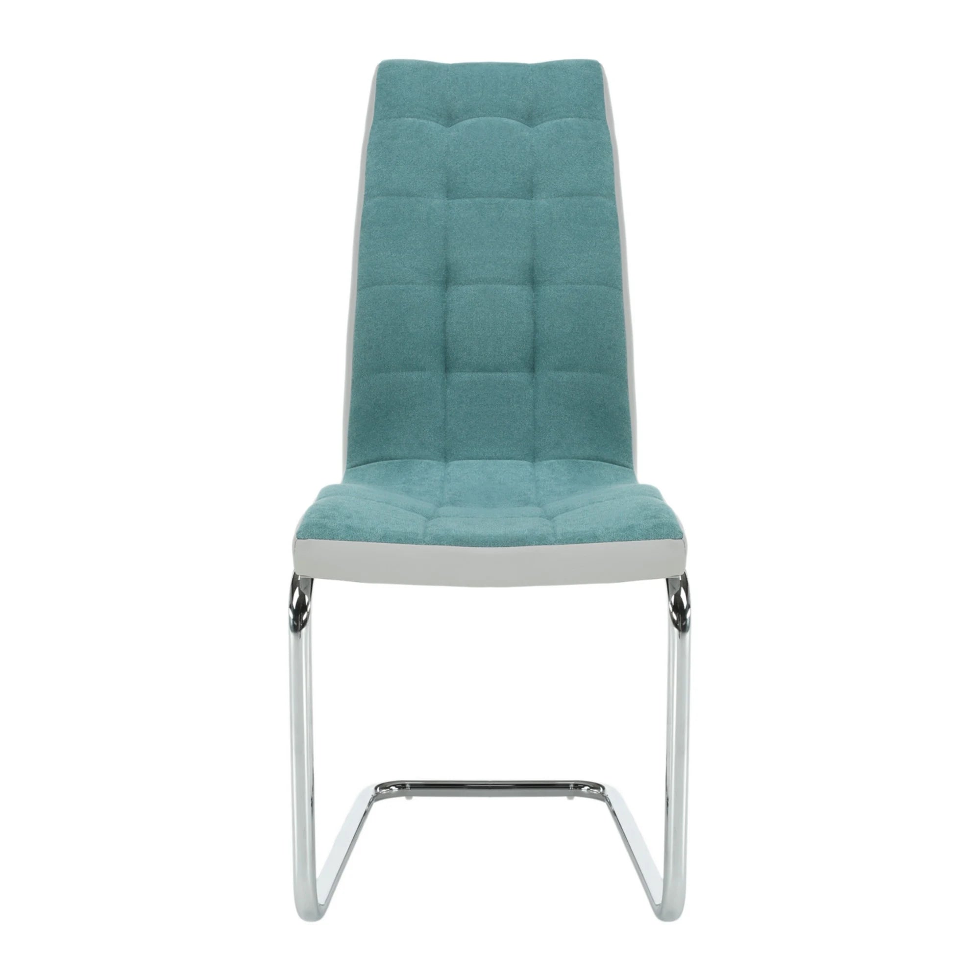 Scaun bucatarie SALOMA NEW, textil/piele ecologica/metal, mentol/gri/crom, 42x57x105 cm