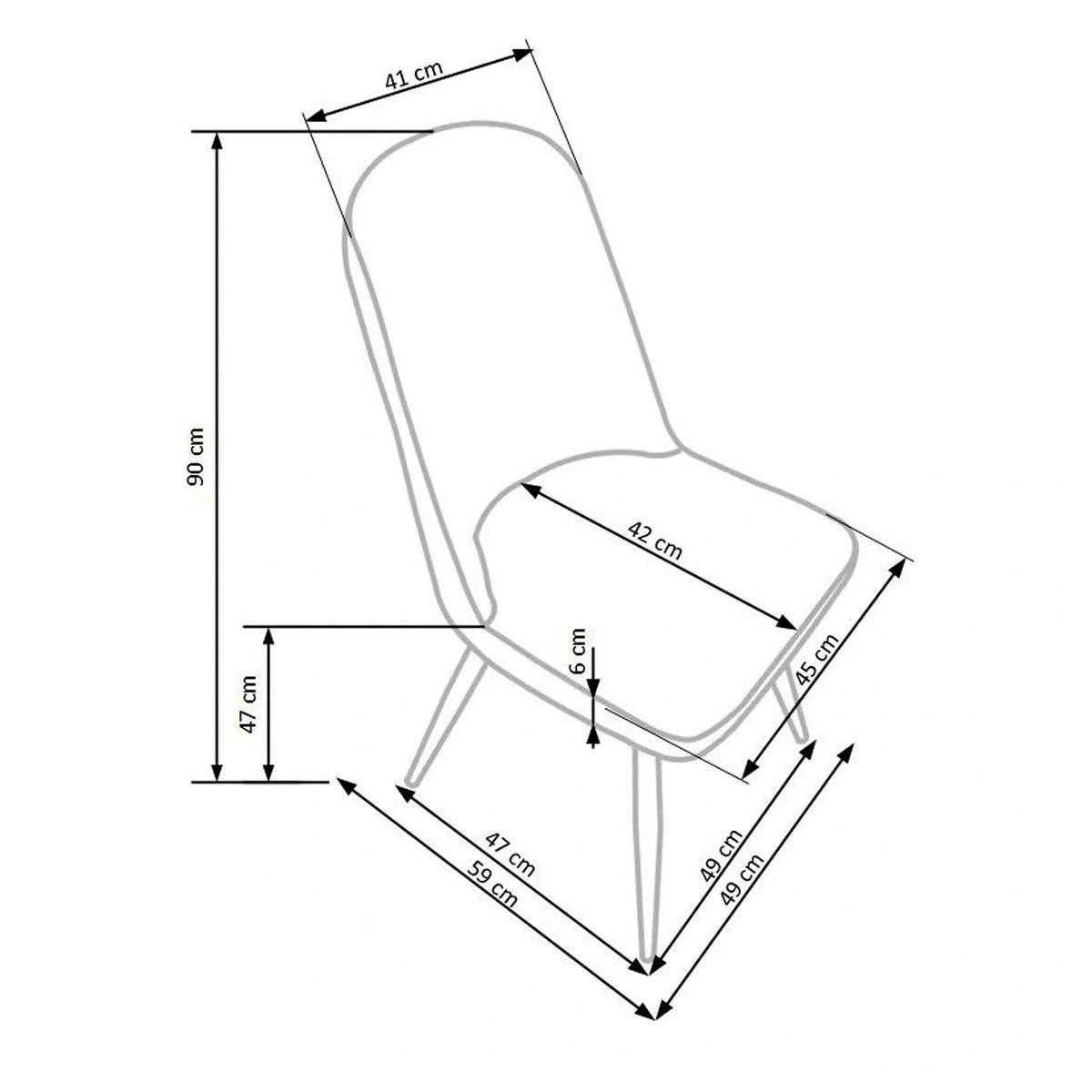 Scaun bucatarie tapitat K214, crem/stejar miere, piele ecologica/metal, 45X53X90 CM