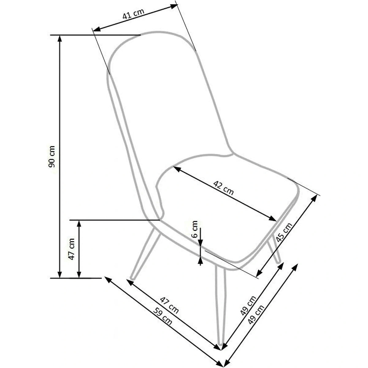 Scaun bucatarie tapitat K214, crem/stejar miere, piele ecologica/metal, 45X53X90 CM