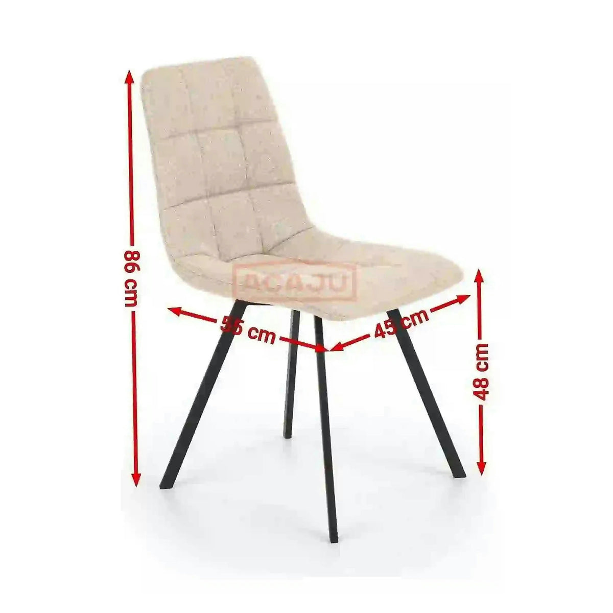 Scaun bucatarie tapitat stofa clasica K402, bej/negru, 45x55x86 cm
