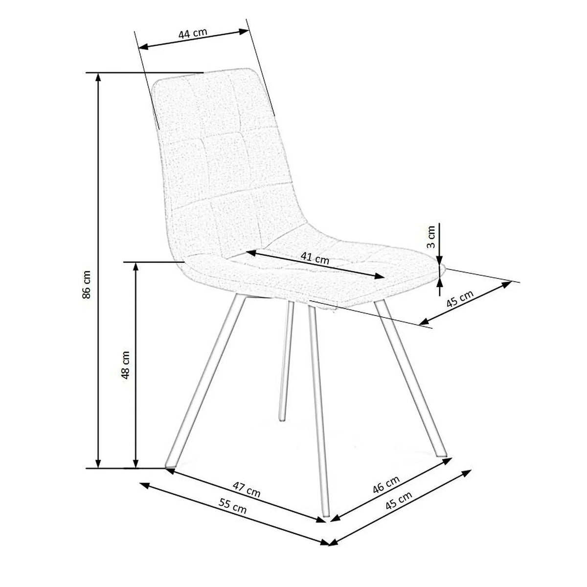 Scaun bucatarie tapitat stofa clasica K402, bej/negru, 45x55x86 cm