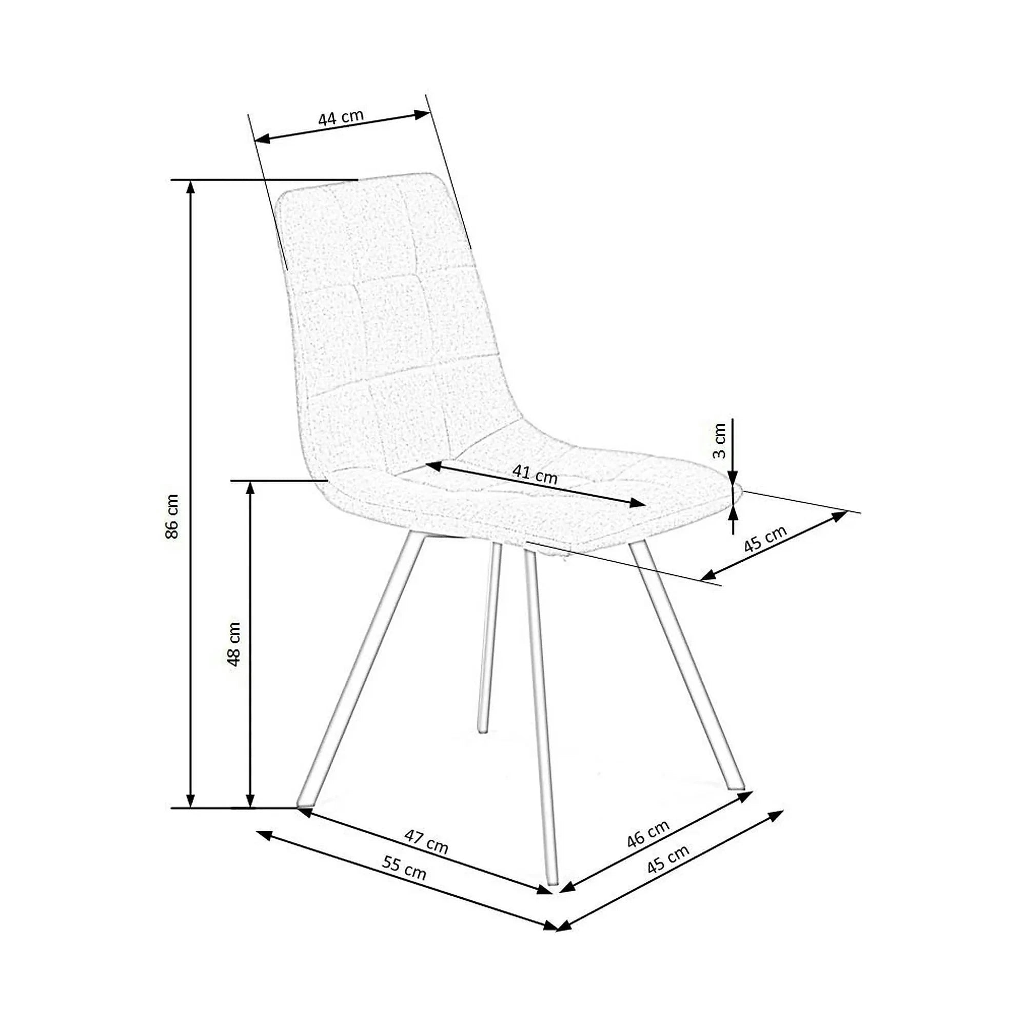 Scaun bucatarie tapitat stofa clasica K402, bej/negru, 45x55x86 cm
