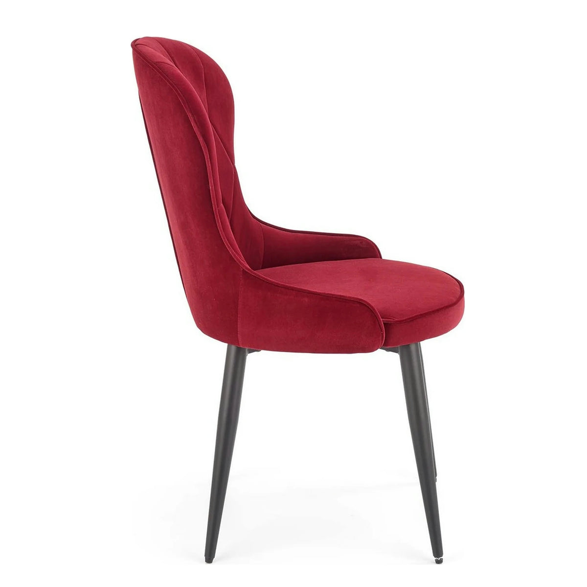 Scaun bucatarie visiniu/negru K366, stofa catifelata/metal, 52x58x92 cm