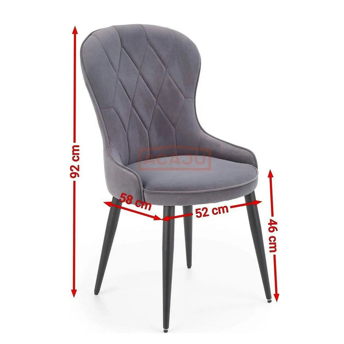 Scaun bucatarie visiniu/negru K366, stofa catifelata/metal, 52x58x92 cm