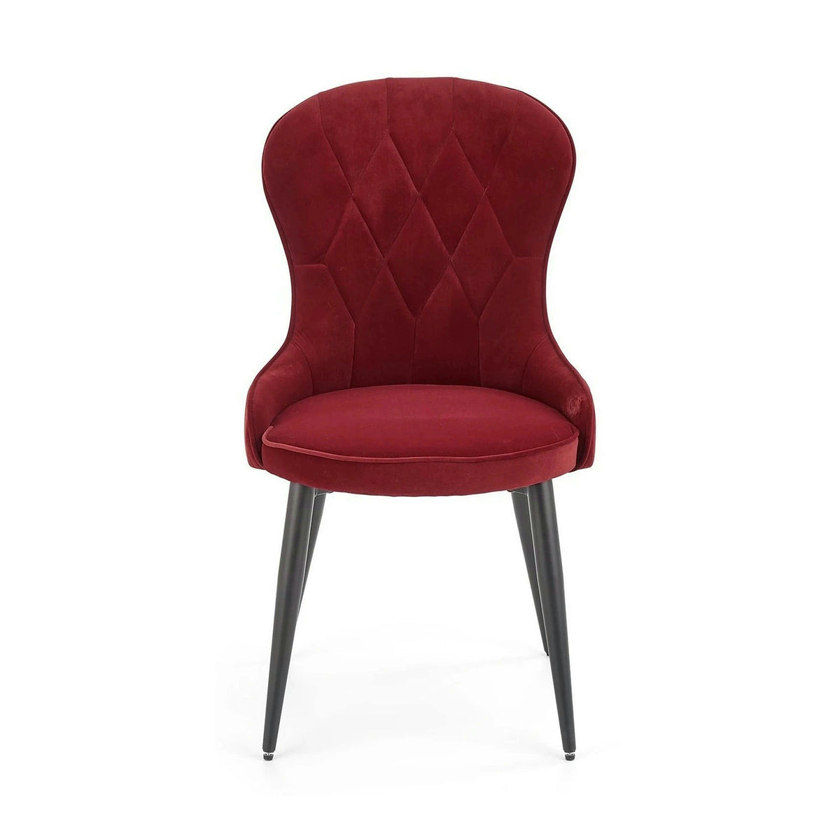 Scaun bucatarie visiniu/negru K366, stofa catifelata/metal, 52x58x92 cm