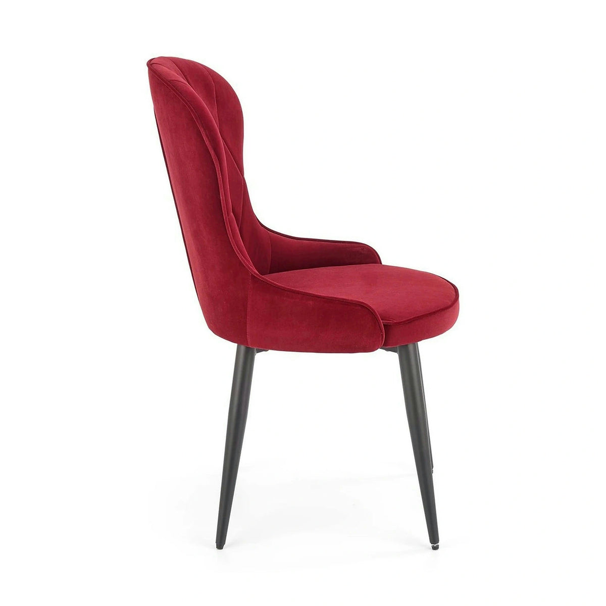 Scaun bucatarie visiniu/negru K366, stofa catifelata/metal, 52x58x92 cm